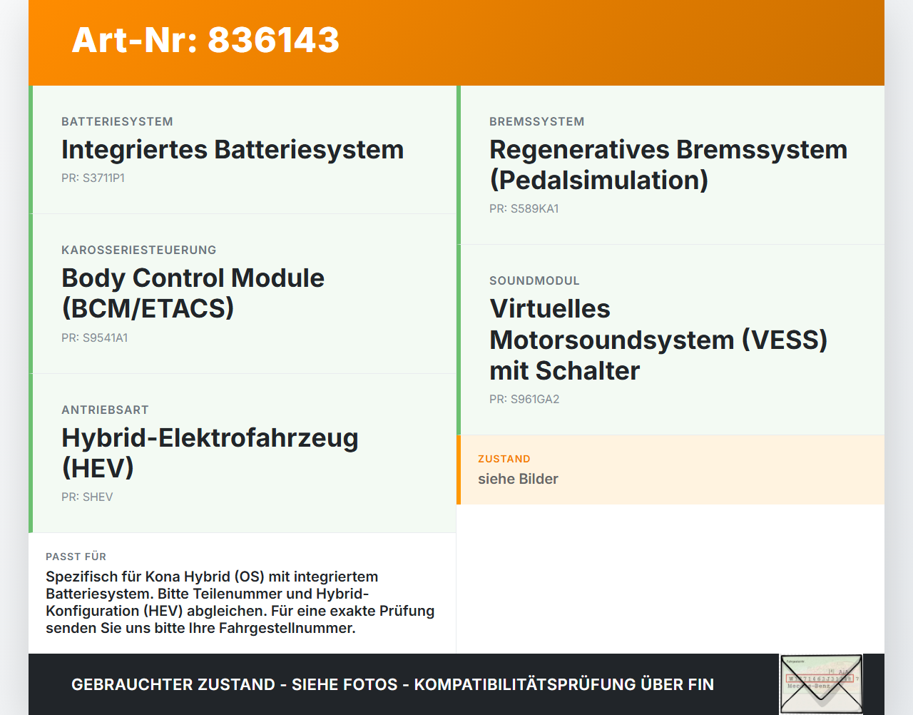Hyundai Kona Hybr I OS 17-20 DE HEV SNSG BOX Steuergerät ECU Modul Pos.3 Hyundai Kona Hybr I OS 17-20 26.06.2020... Vorschau 3