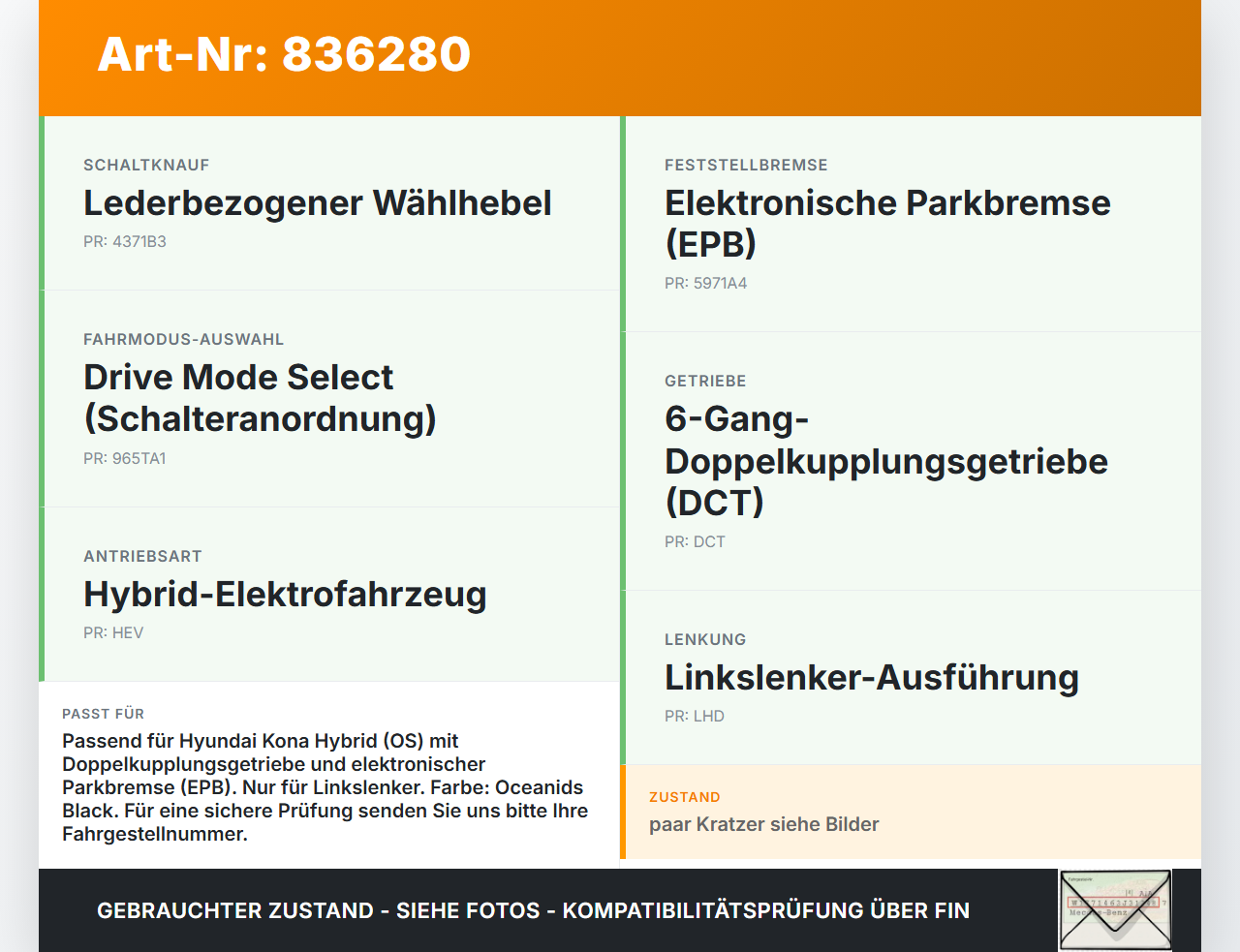 Hyundai Kona Hybr I OS 17-20 Blende Einbaurahmen für Schaltkulisse Hyundai Kona Hybr I OS 17-20 26.06.2020 gebraucht Vorschau 3