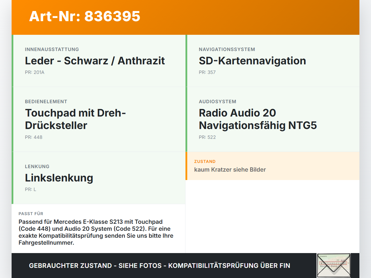 Mercedes S213 E220d 17-21 Schalter Regler für Navi Bordinterface Mercedes S213 E220d 17-21 30.03.2017 A2139008310... Vorschau 3