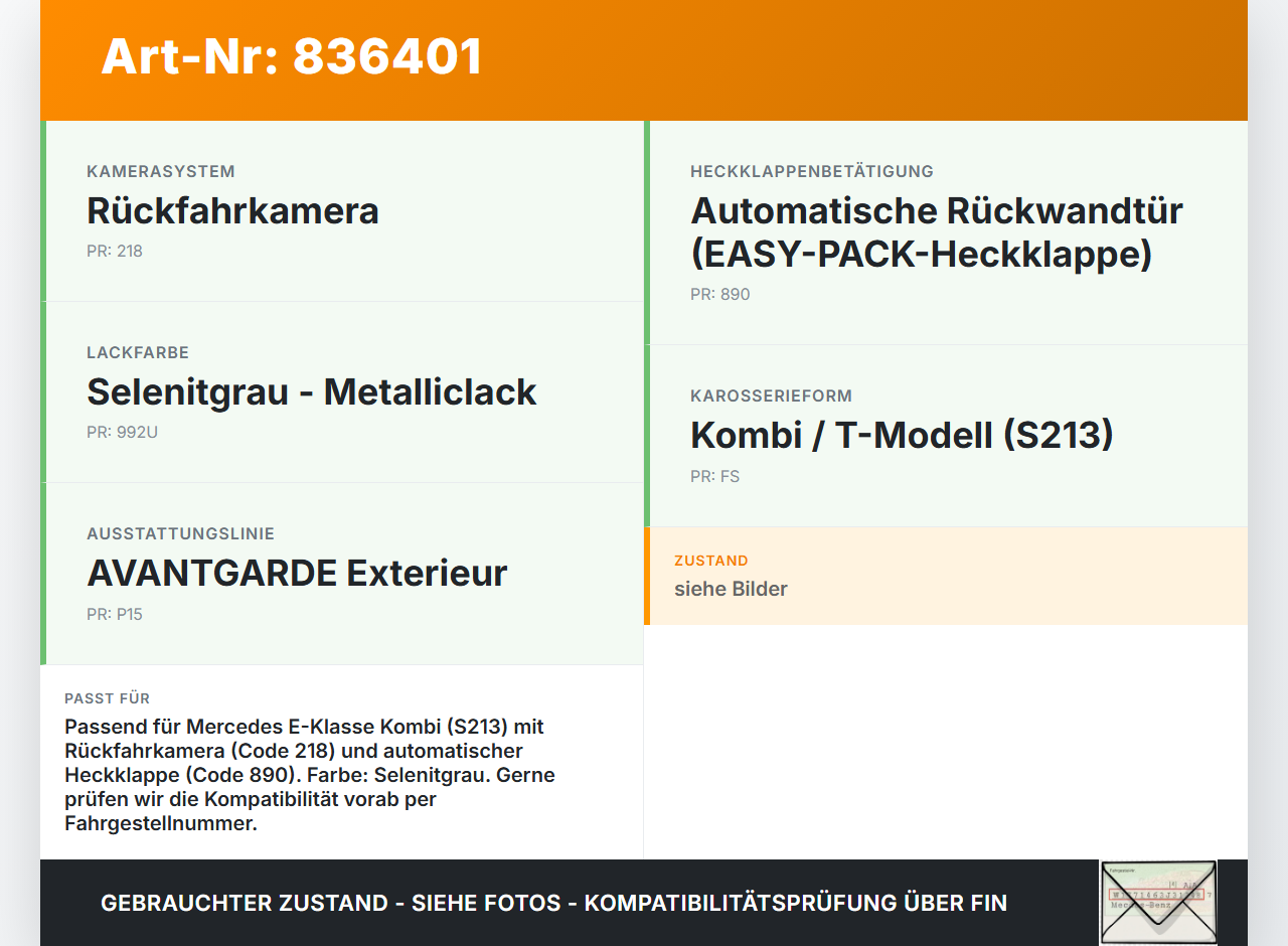 Mercedes S213 E220d 17-21 Kombi Blende Unterbau für Griffleiste Heckklappe Mercedes S213 E220d 17-21 30.03.2017... Vorschau 3