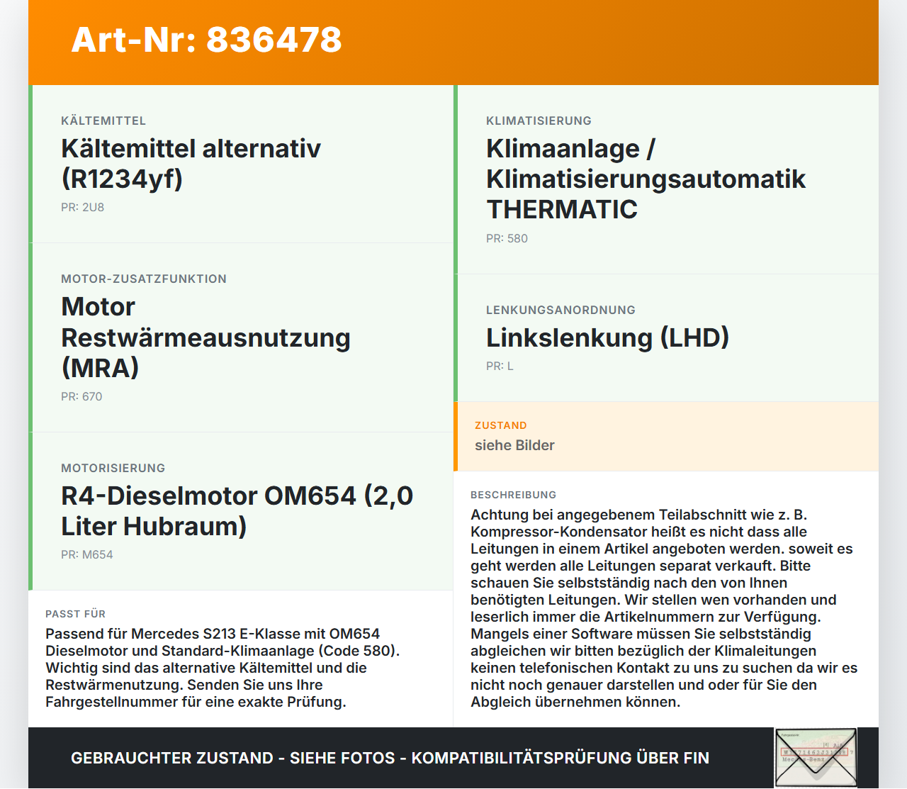 Mercedes S213 E220d 17-21 CDI 2,0 143KW Klimaschlauch Klimaleitung Mercedes S213 E220d 17-21 30.03.2017 A2138307502... Vorschau 3