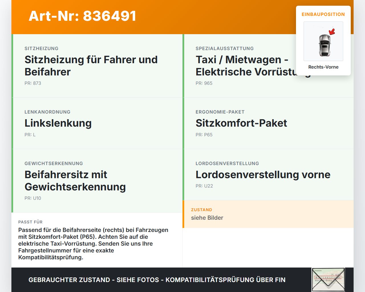 Mercedes S213 E220d 17-21 Stellmotor für Elektr. Sitzverstellung Rechts Vorne Mercedes S213 E220d 17-21 30.03.2017... Vorschau 3