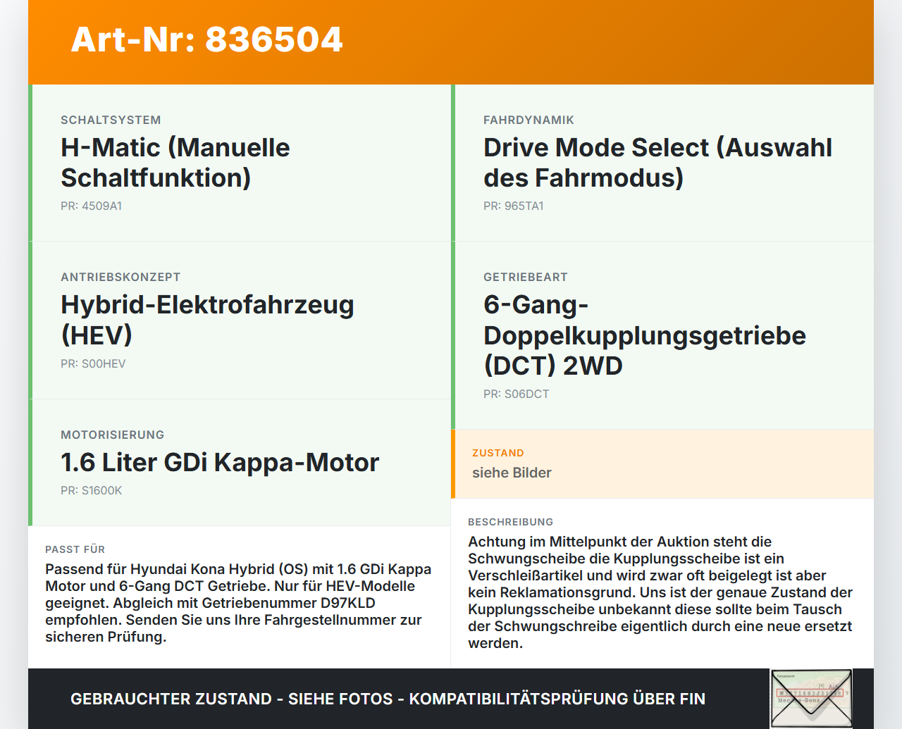 Hyundai Kona Hybr I OS 17-20 Hybrid GDi 1,6 77KW Kupplungssatz Doppelkupplung Kupplung Hyundai Kona Hybr I OS 17-20... Vorschau 3