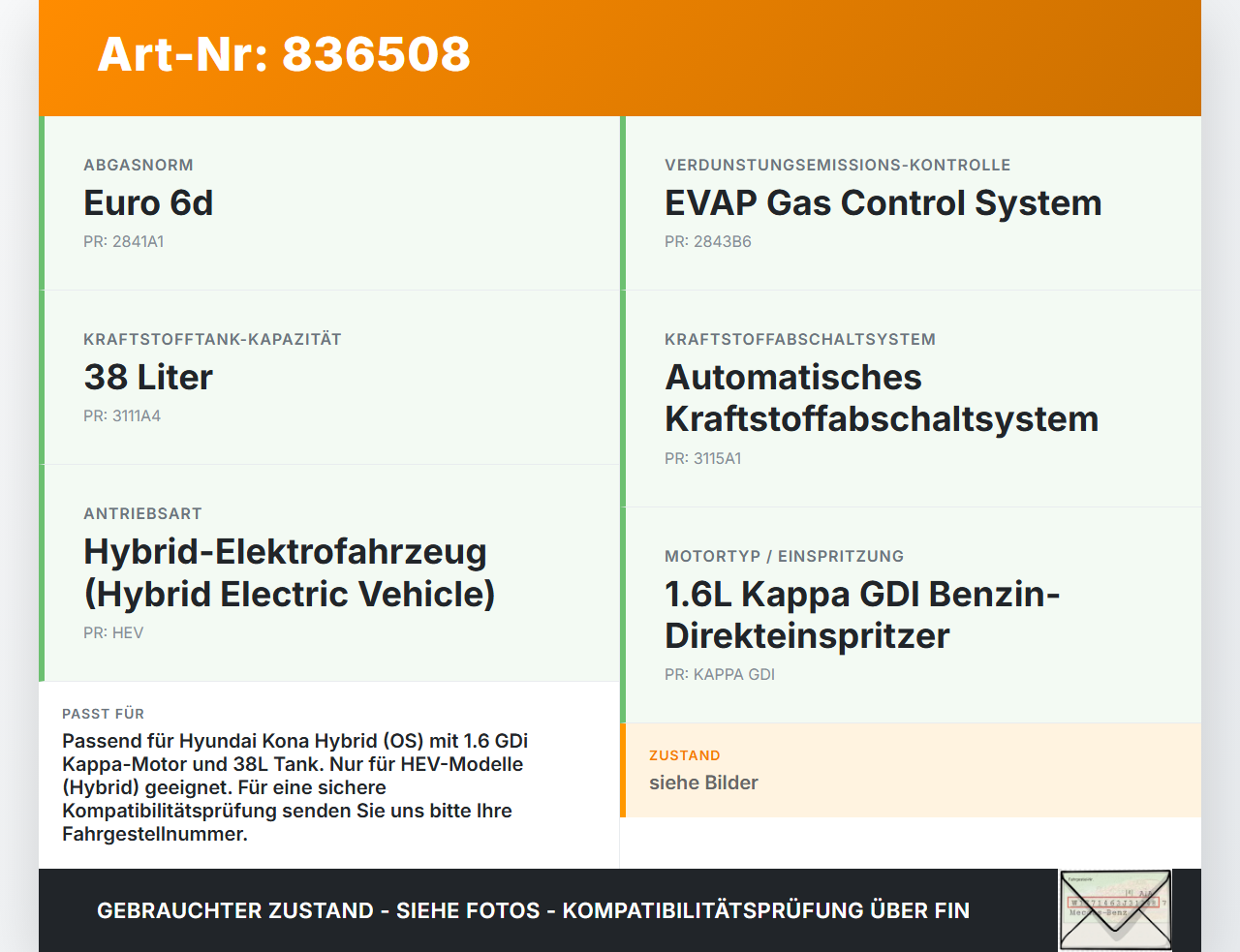 Hyundai Kona Hybr I OS 17-20 Hybrid GDi 1,6 77KW Kraftstoffpumpe Förderpumpe Benzinpumpe Hyundai Kona Hybr I OS... Vorschau 3