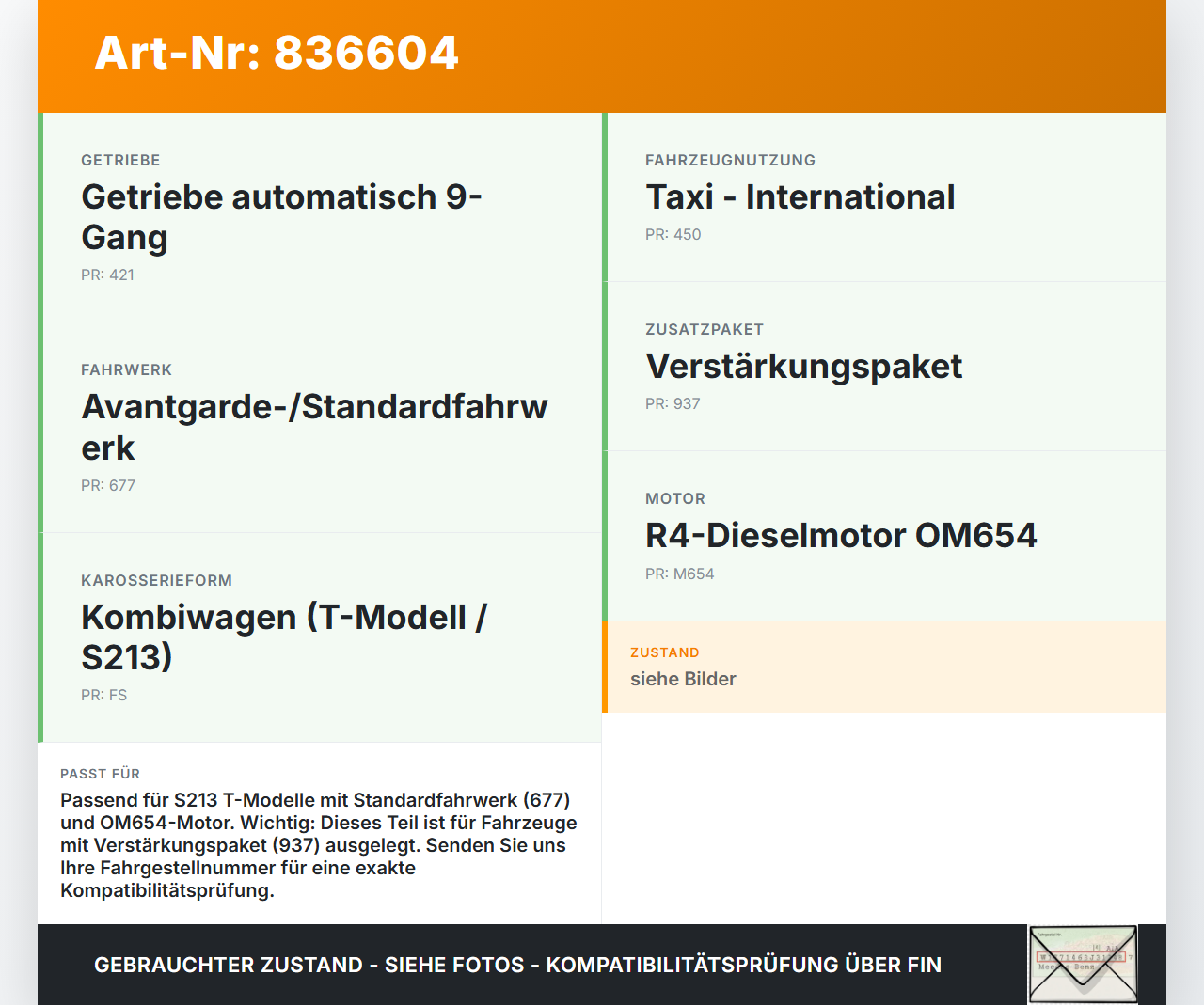 Mercedes S213 E220d 17-21 CDI 2,0 143KW Achsträger Hinterachse Traverse Mercedes S213 E220d 17-21 30.03.2017... Vorschau 3