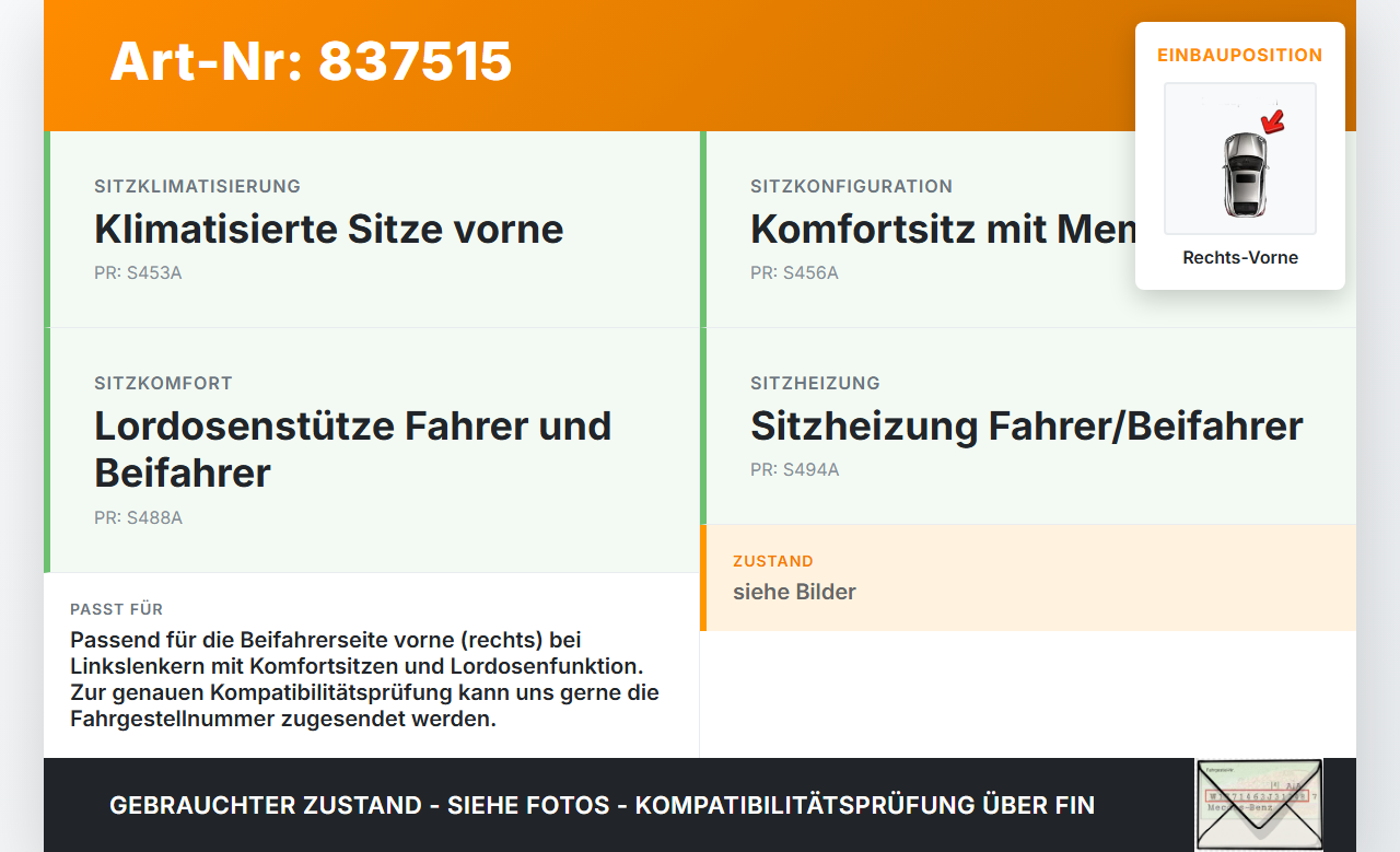 BMW F01 F04 7er AH7 08-12 Hybrid 4,4 330KW Lordosenkissen und Schläuche Lendenstütze Rechts Vo BMW F01 F04 7er AH7... Vorschau 3