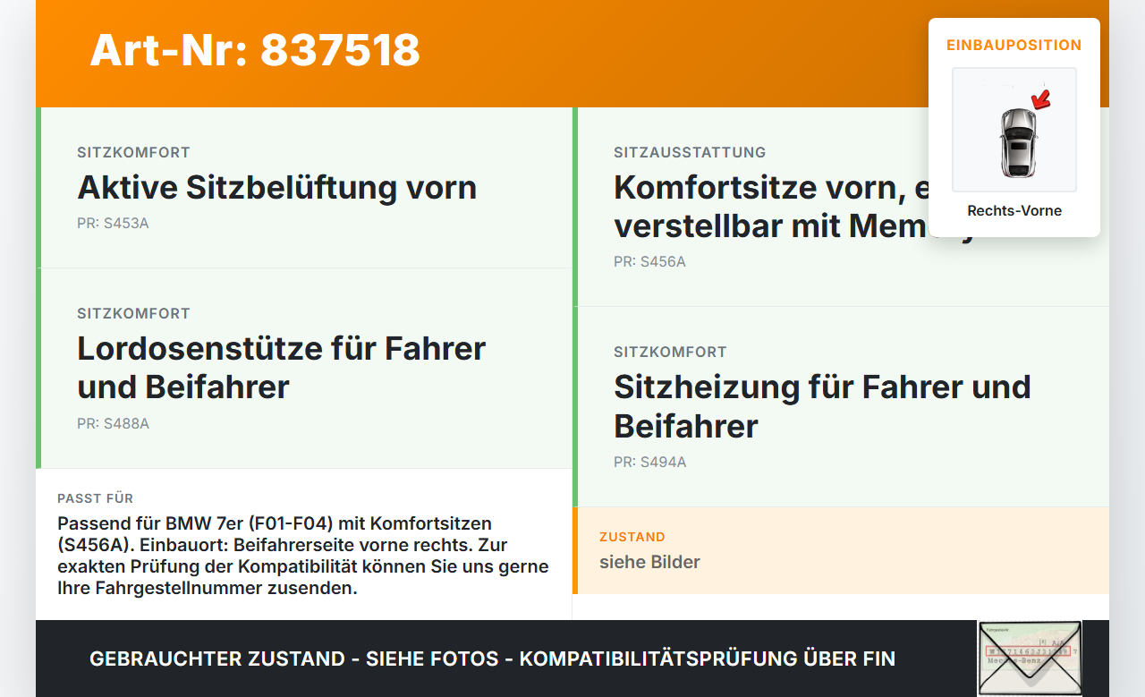 BMW F01 F04 7er AH7 08-12 Stellmotor für Elektr. Verstellung Kopfstütze Rechts Vorne BMW F01 F04 7er AH7 08-12... Vorschau 3