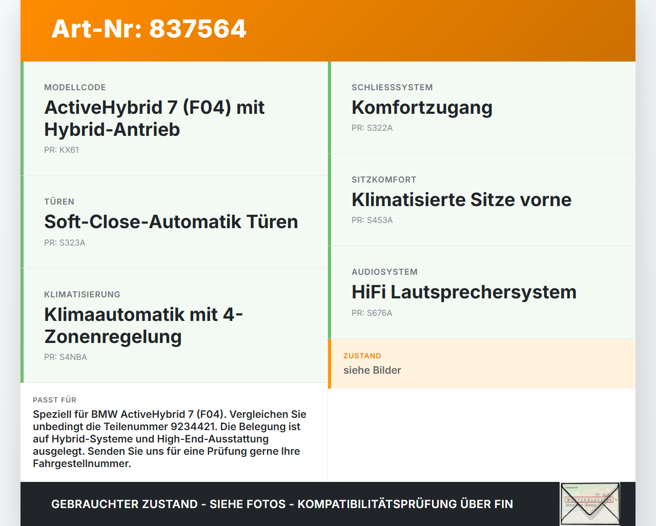 BMW F01 F04 7er AH7 08-12 Hybrid 4,4 330KW Sicherungskasten Zentralelektrik BMW F01 F04 7er AH7 08-12 01.06.2011... Vorschau 3