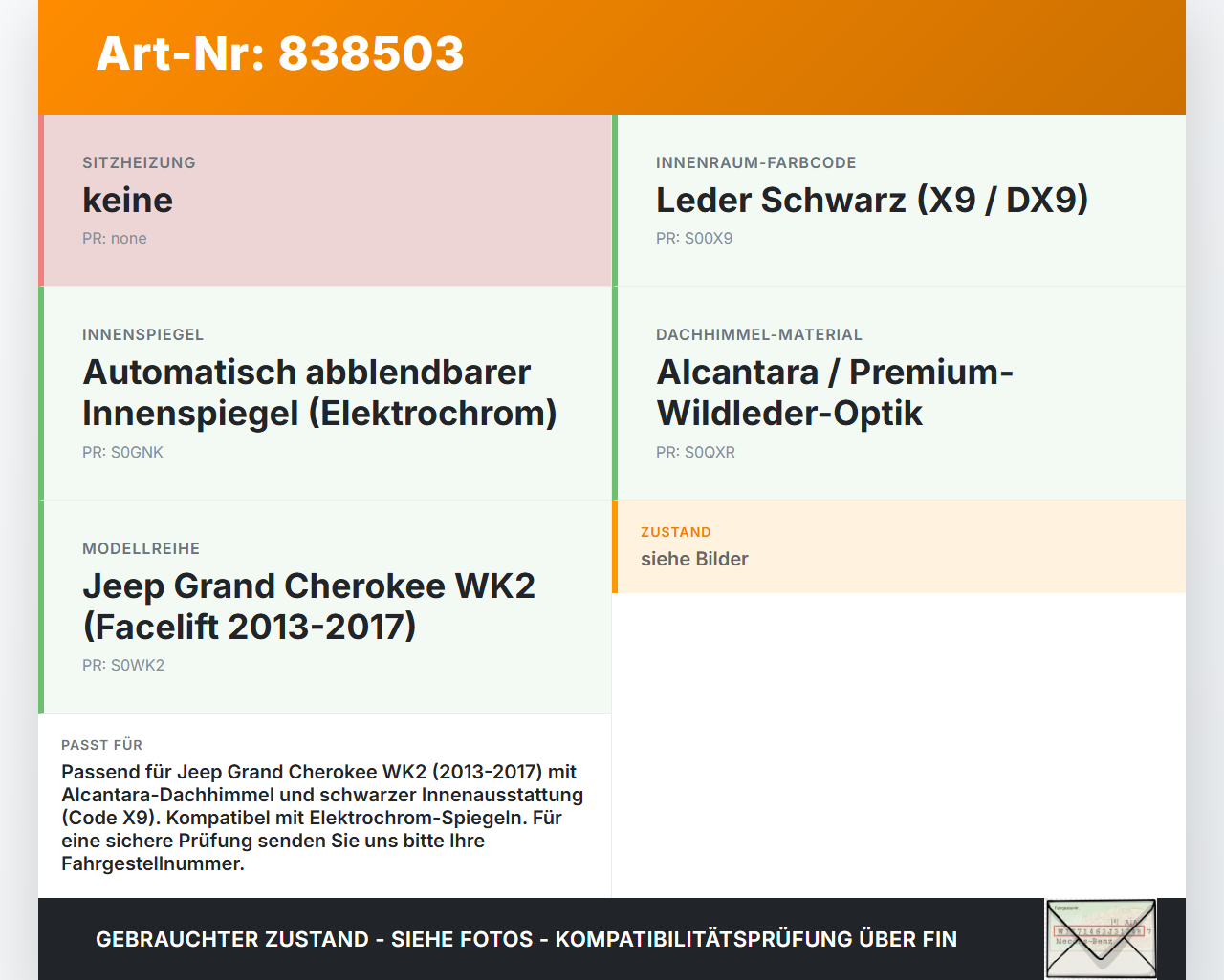 Jeep Grand Cherokee WK2 13-17 Abdeckung für Himmel Verkleidung Set Sonnenblenden Alcantara QXR R04 Jeep Grand... Vorschau 3
