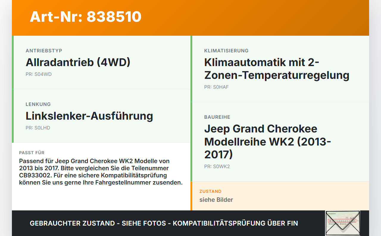 Jeep Grand Cherokee WK2 13-17 Expansionsventil für Klima Jeep Grand Cherokee WK2 13-17 11.07.2014 CB933002 gebraucht Vorschau 3
