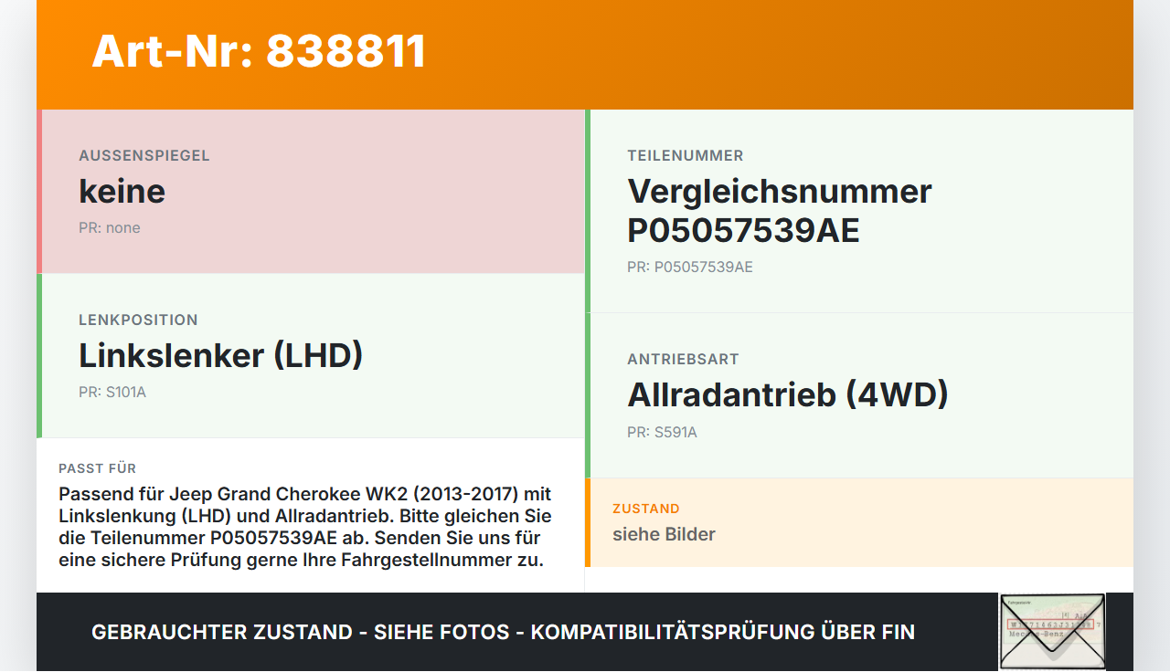 Jeep Grand Cherokee WK2 13-17 Lenkungsteil Kreuzgelenk Jeep Grand Cherokee WK2 13-17 11.07.2014 P05057539AE gebraucht Vorschau 3