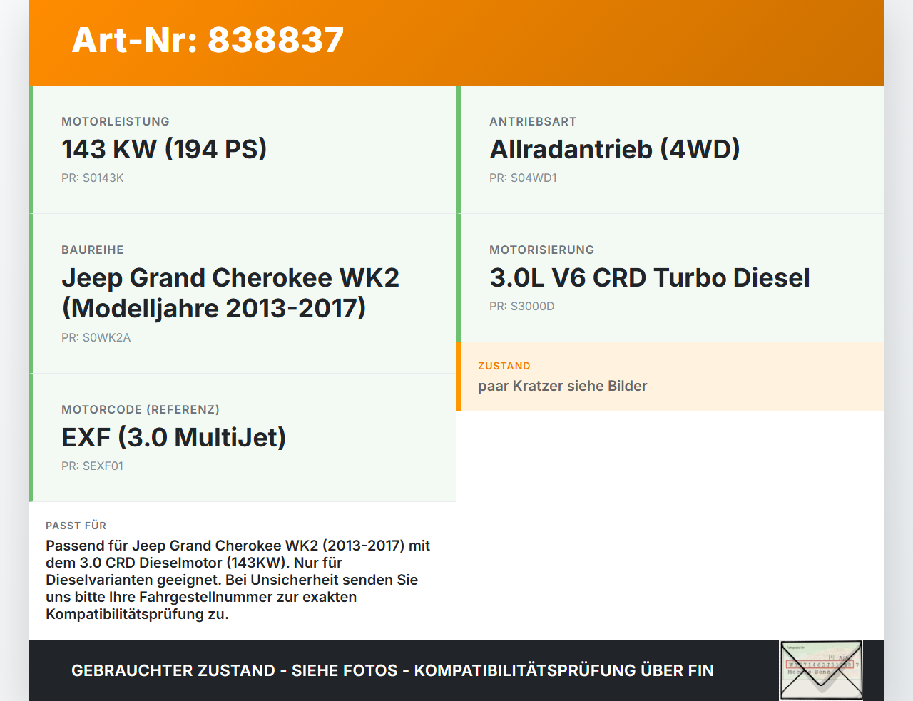 Jeep Grand Cherokee WK2 13-17 CRD 3,0 143KW Abgasleitung AGR Rohr Leitung Jeep Grand Cherokee WK2 13-17 11.07.2014... Vorschau 3