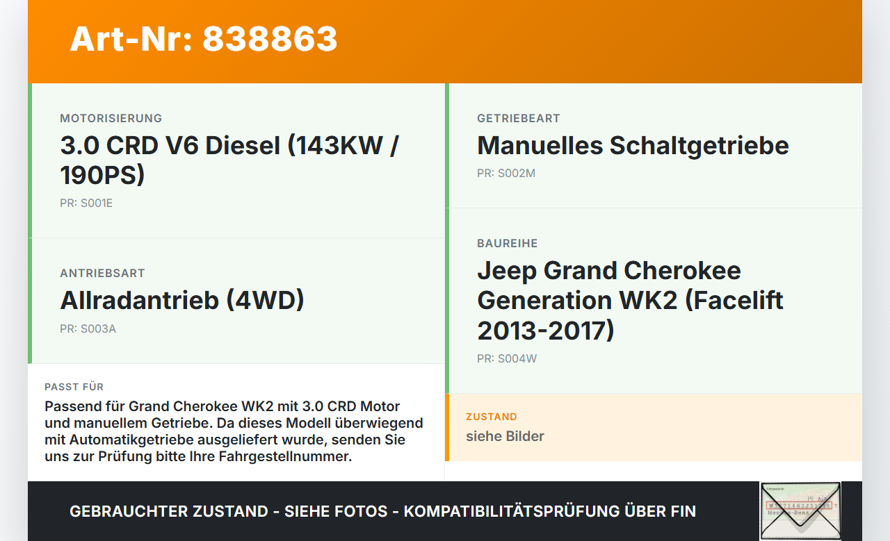 Jeep Grand Cherokee WK2 13-17 CRD 3,0 143KW Kupplungsseil Kupplungszug Kupplungsseilzug Jeep Grand Cherokee WK2... Vorschau 3
