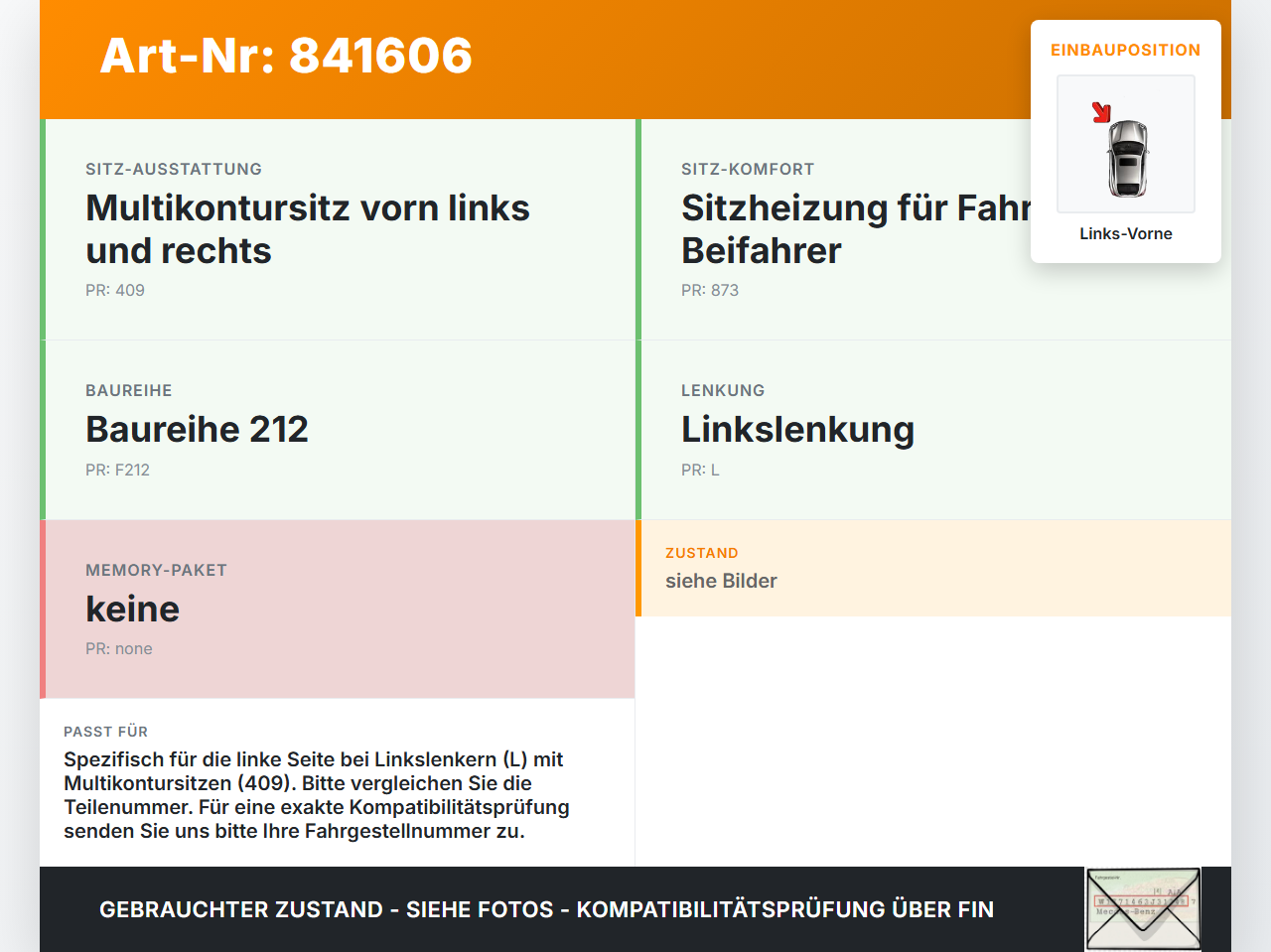Mercedes S212 E350d 13-16 Stellmotor für Elektr. Sitzverstellung Links Vorne Mercedes S212 E350d 13-16 29.09.2015... Vorschau 3