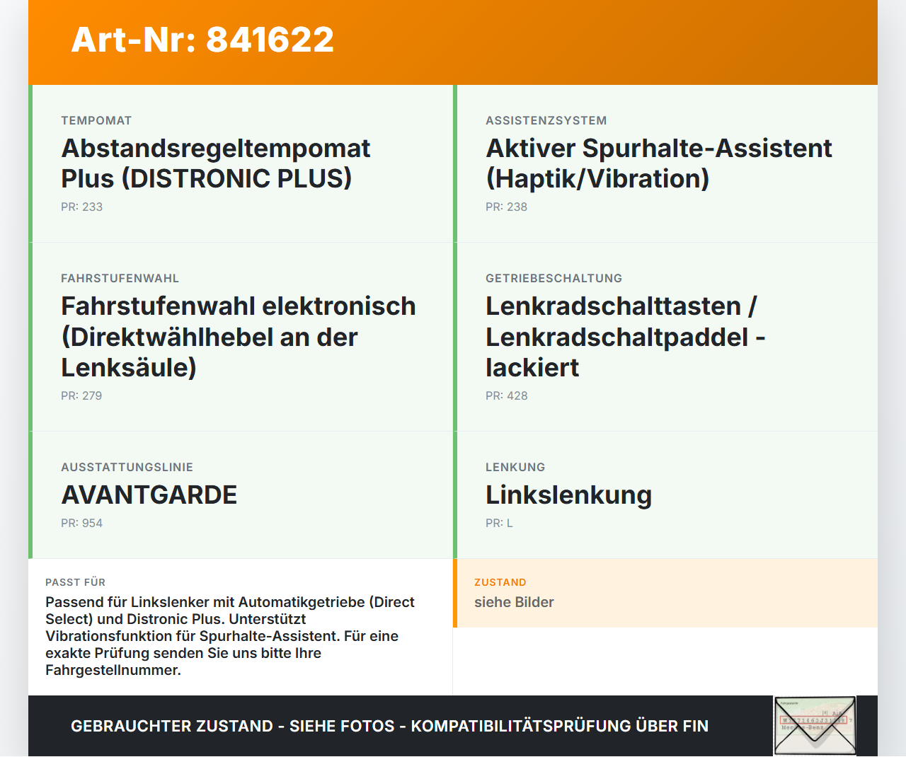 Mercedes S212 E350d 13-16 Schaltzentrum Lenkrad Mercedes S212 E350d 13-16 29.09.2015 LK10068735 10103693-02 gebraucht Vorschau 3