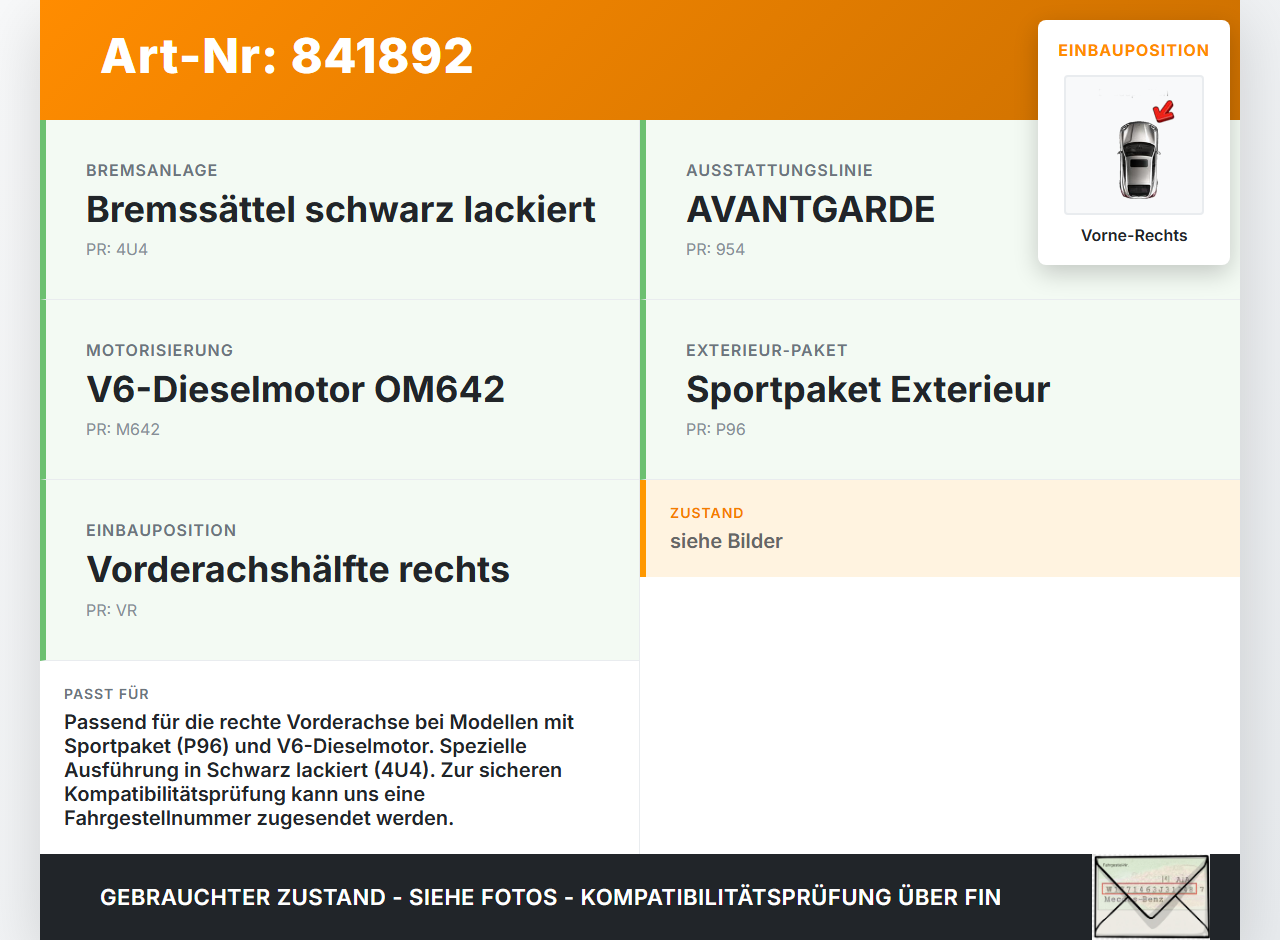 Mercedes S212 E350d 13-16 CDI 3,0 170KW Bremssattel Bremszange Vorne Rechts Mercedes S212 E350d 13-16 29.09.2015... Vorschau 3