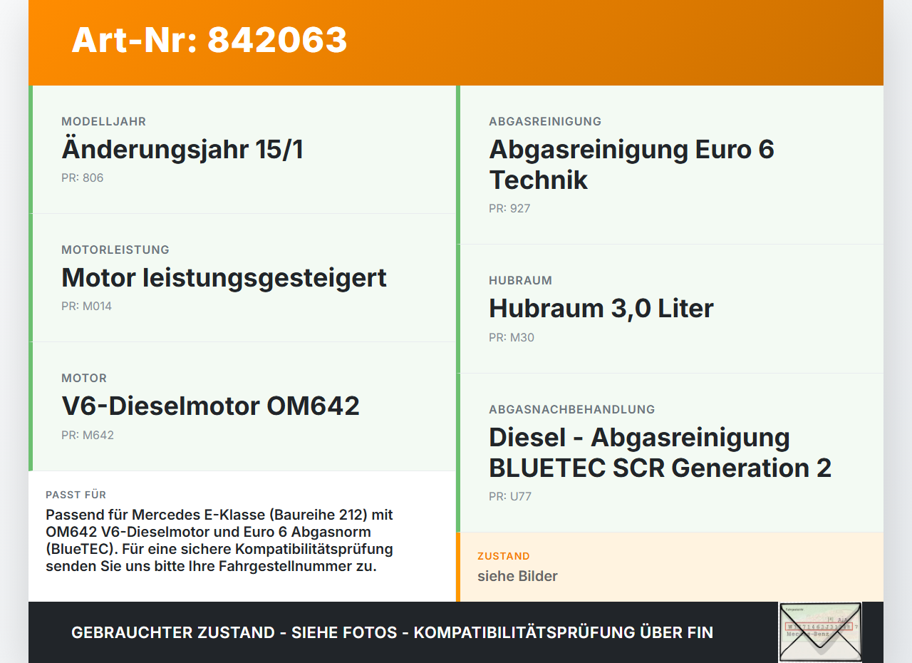 Mercedes S212 E350d 13-16 CDI 3,0 170KW 642852 Drosselklappe Mercedes S212 E350d 13-16 29.09.2015 A6420900270 gebraucht Vorschau 3