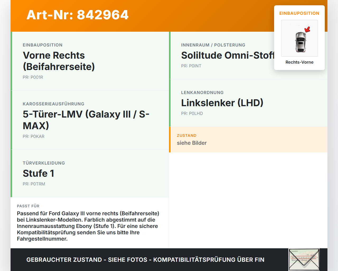 Galaxy III CK 15-19 Türgriff Griffmuschel Griff Innen Rechts Vorne Galaxy III CK 15-19 25.01.18 EM2B-R266B34-AJ3FQ2... Vorschau 3
