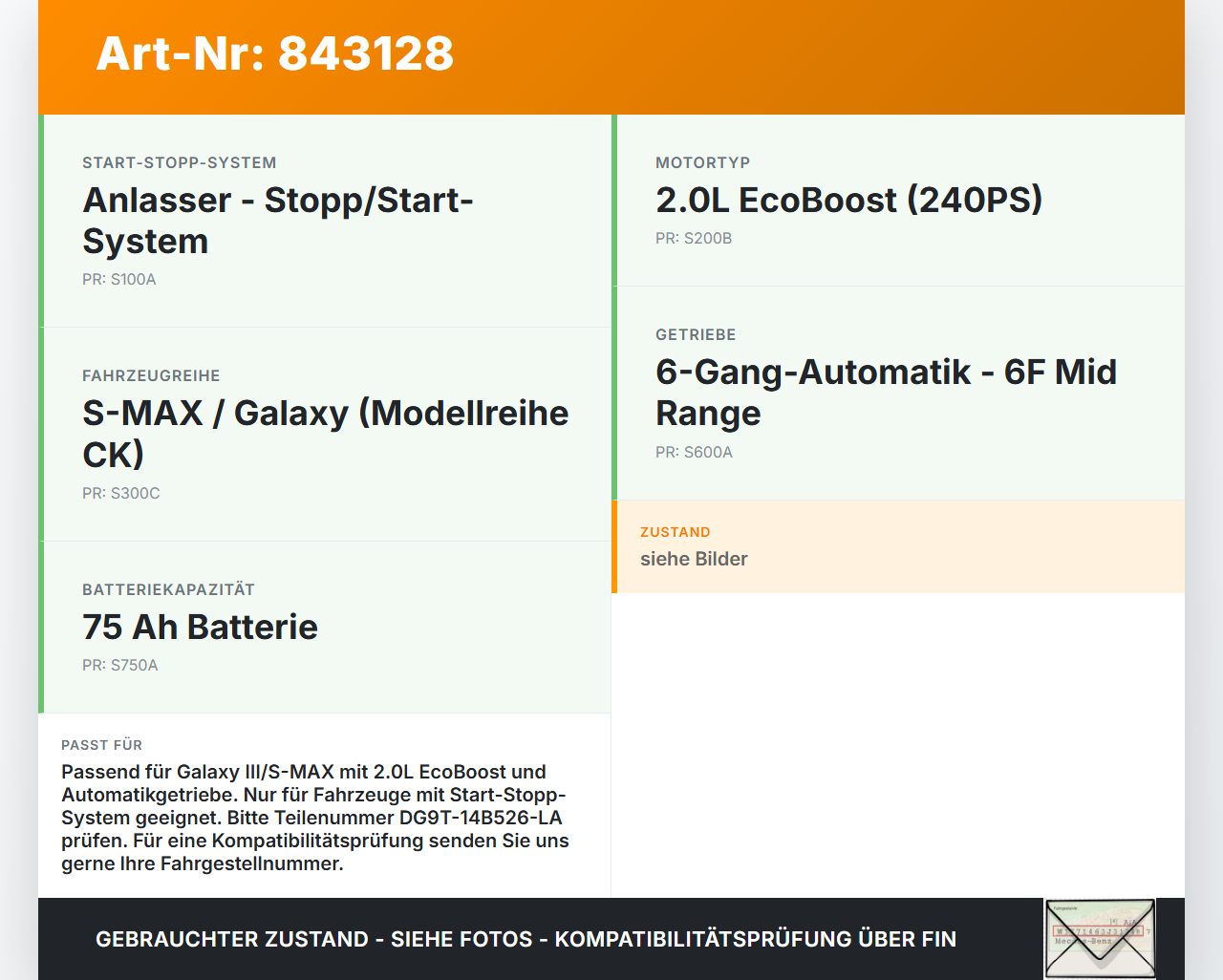 Galaxy III CK 15-19 Steuergerät ECU Modul Start Stop SG Galaxy III CK 15-19 25.01.18 DG9T-14B526-LA 0199DC2221 gebraucht Vorschau 3