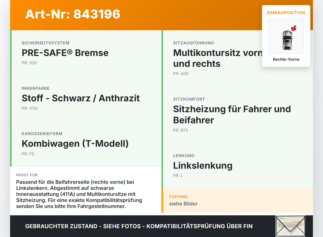 Mercedes S212 E350d 13-16 Kombi Gurtschloss Rechts Vorne Mercedes S212 E350d 13-16 29.09.2015 A2128601369... Vorschau 3