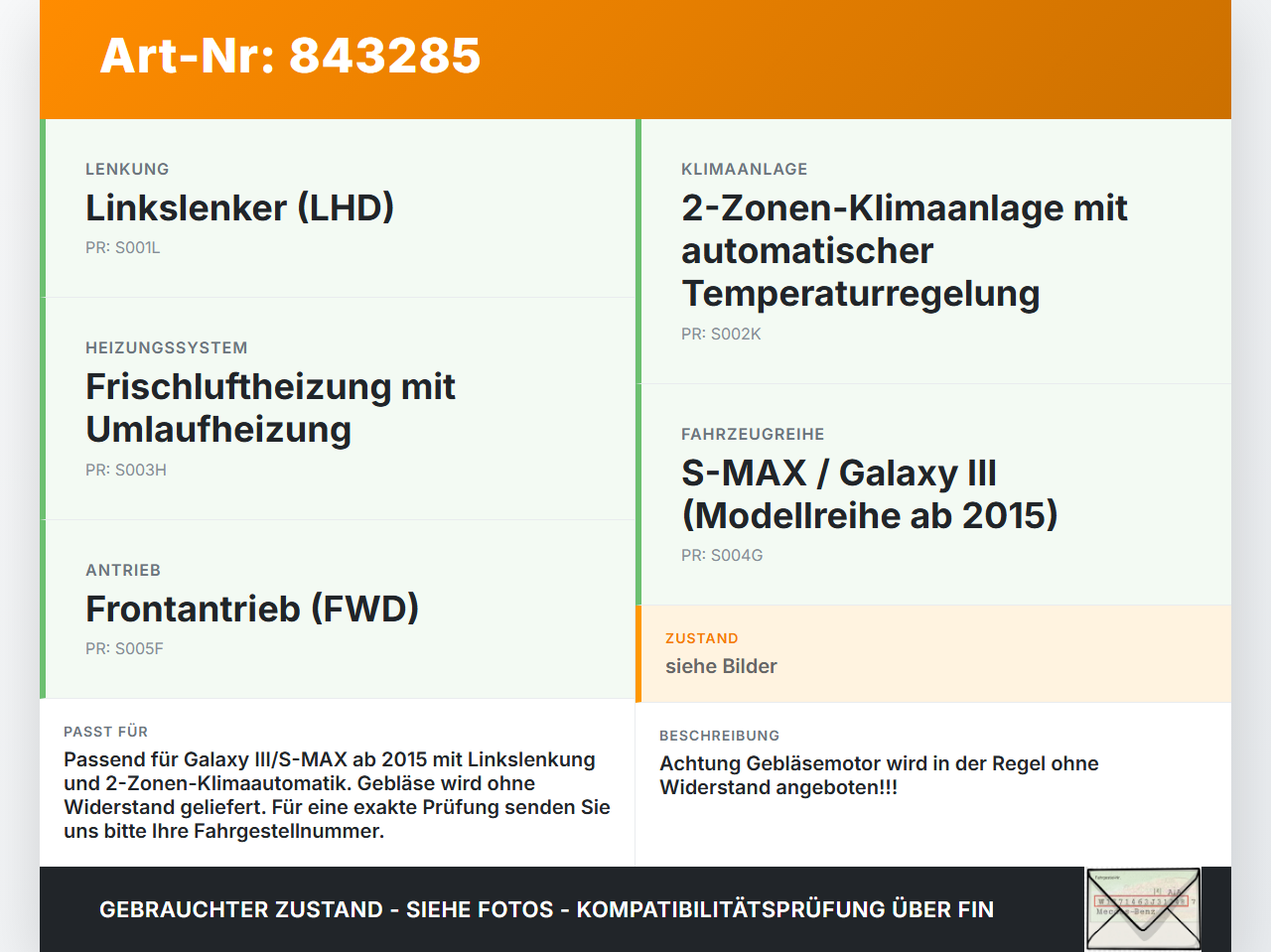 Galaxy III CK 15-19 Gebläsemotor Lüftermotor Heizungsgebläse Galaxy III CK 15-19 25.01.18 DG9H-19846-AA... Vorschau 3