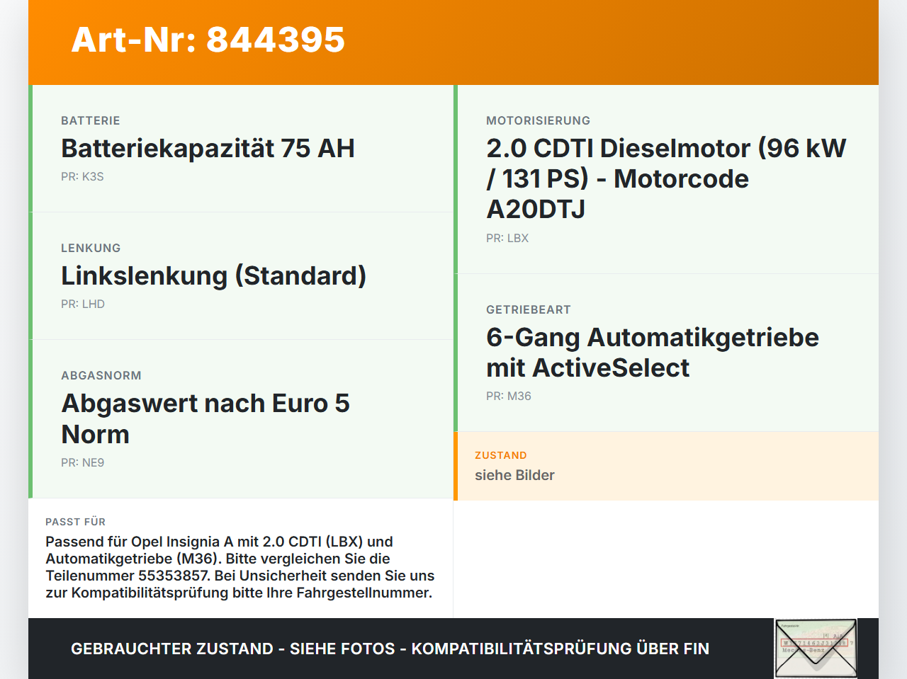 Opel Insignia A G09 08-13 CDTI 2,0 96KW Autom Anlasser Starter Opel Insignia A G09 08-13 29.12.2009 55353857... Vorschau 3