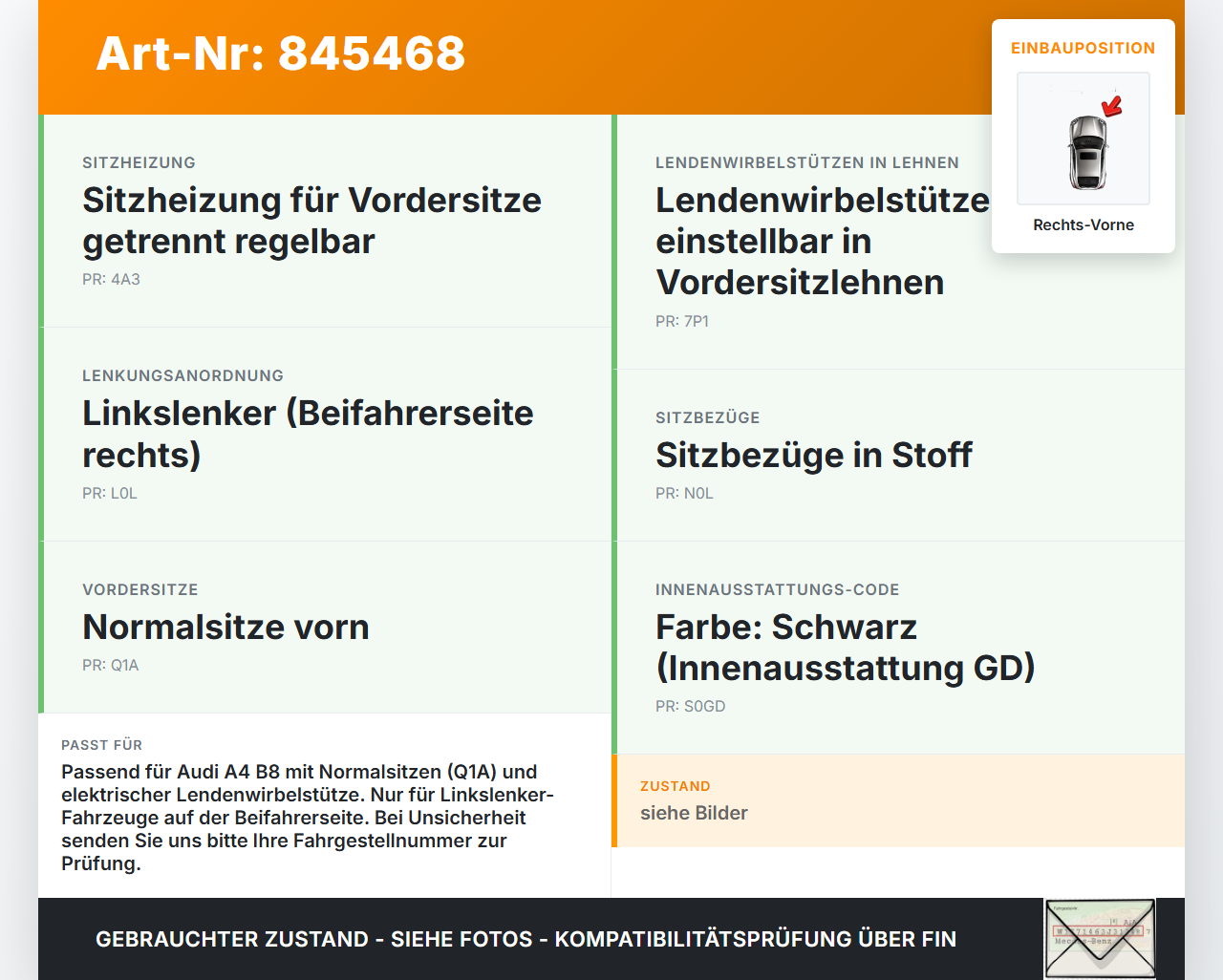 Audi A4 8K B8 07-11 Kombi Abdeckung Blende für Sitz Beifahrersitz Rechts Vorne Audi A4 8K B8 07-11 25.03.2010... Vorschau 3