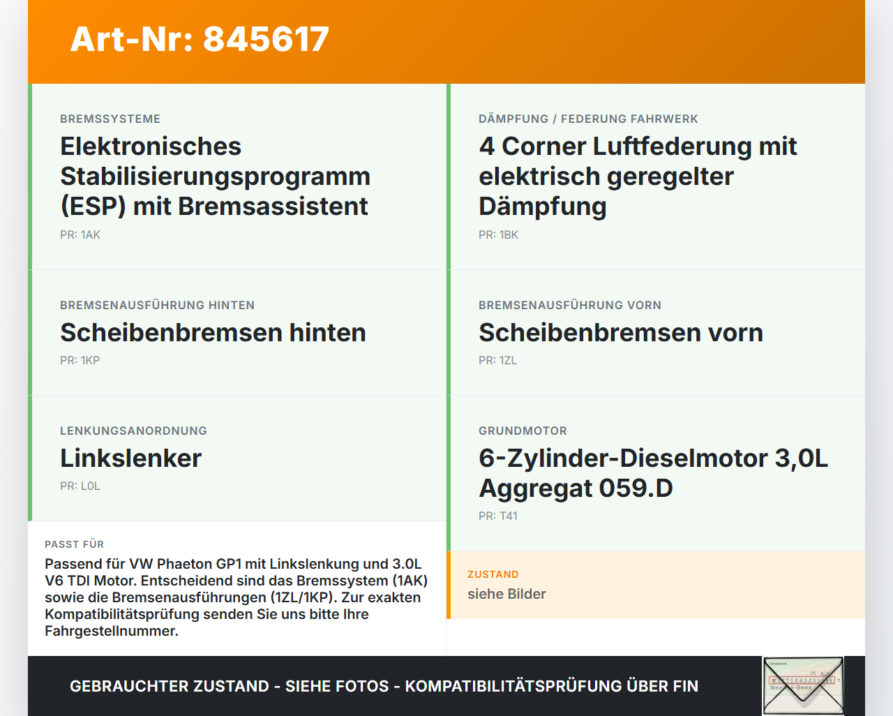 VW Phaeton 3D GP1 07-10 Hauptbremszylinder Bremszylinder VW Phaeton 3D GP1 07-10 23.04.2007 3D0611021 gebraucht Vorschau 3