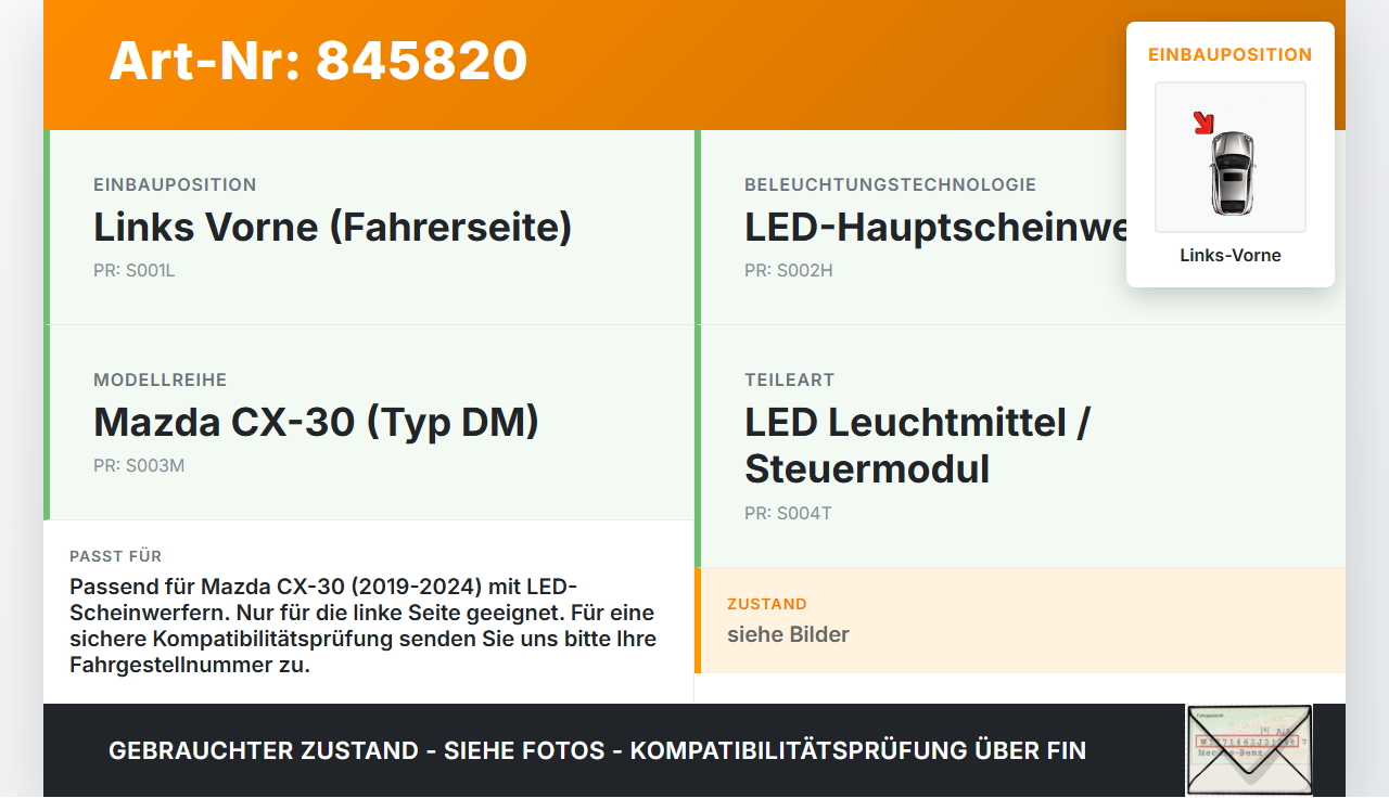 Mazda CX-30 19-24 LED Leuchtmittel für Scheinwerfer Links Vorne Mazda CX-30 19-24 18.05.2020 gebraucht Vorschau 3