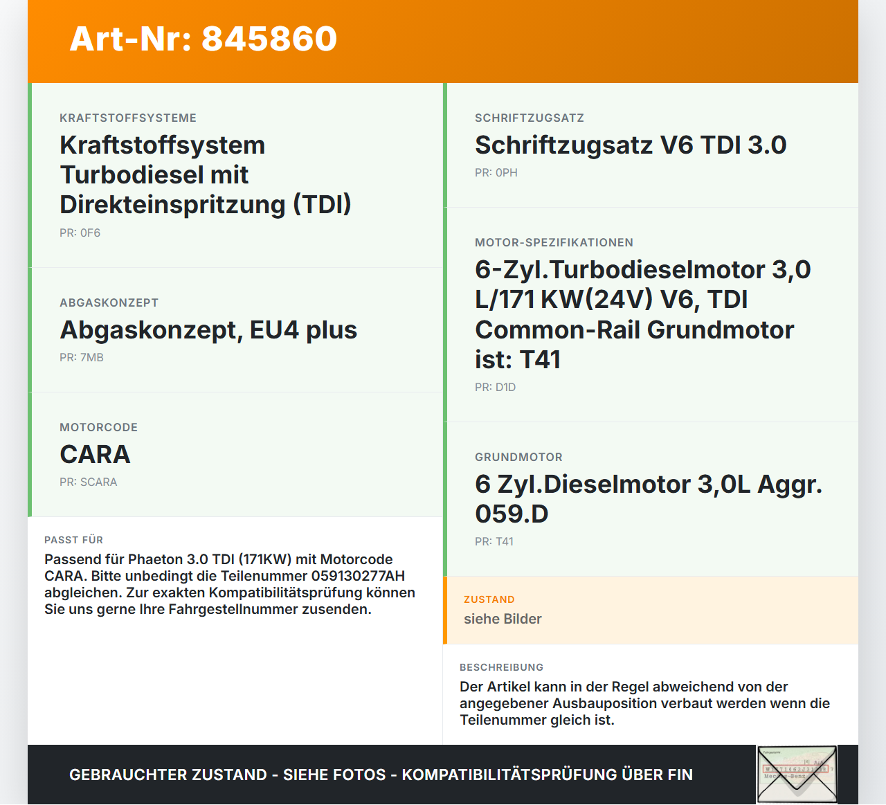 VW Phaeton 3D GP1 07-10 TDI 3,0 171KW Injektor Einspritzdüse Zyl.6 VW Phaeton 3D GP1 07-10 23.04.2007 059130277AN... Vorschau 3