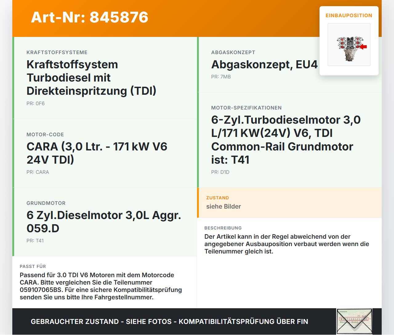 VW Phaeton 3D GP1 07-10 TDI 3,0 171KW CARA Kolben mit Pleuel Pos B 83,010 3-4 VW Phaeton 3D GP1 07-10 23.04.2007... Vorschau 3