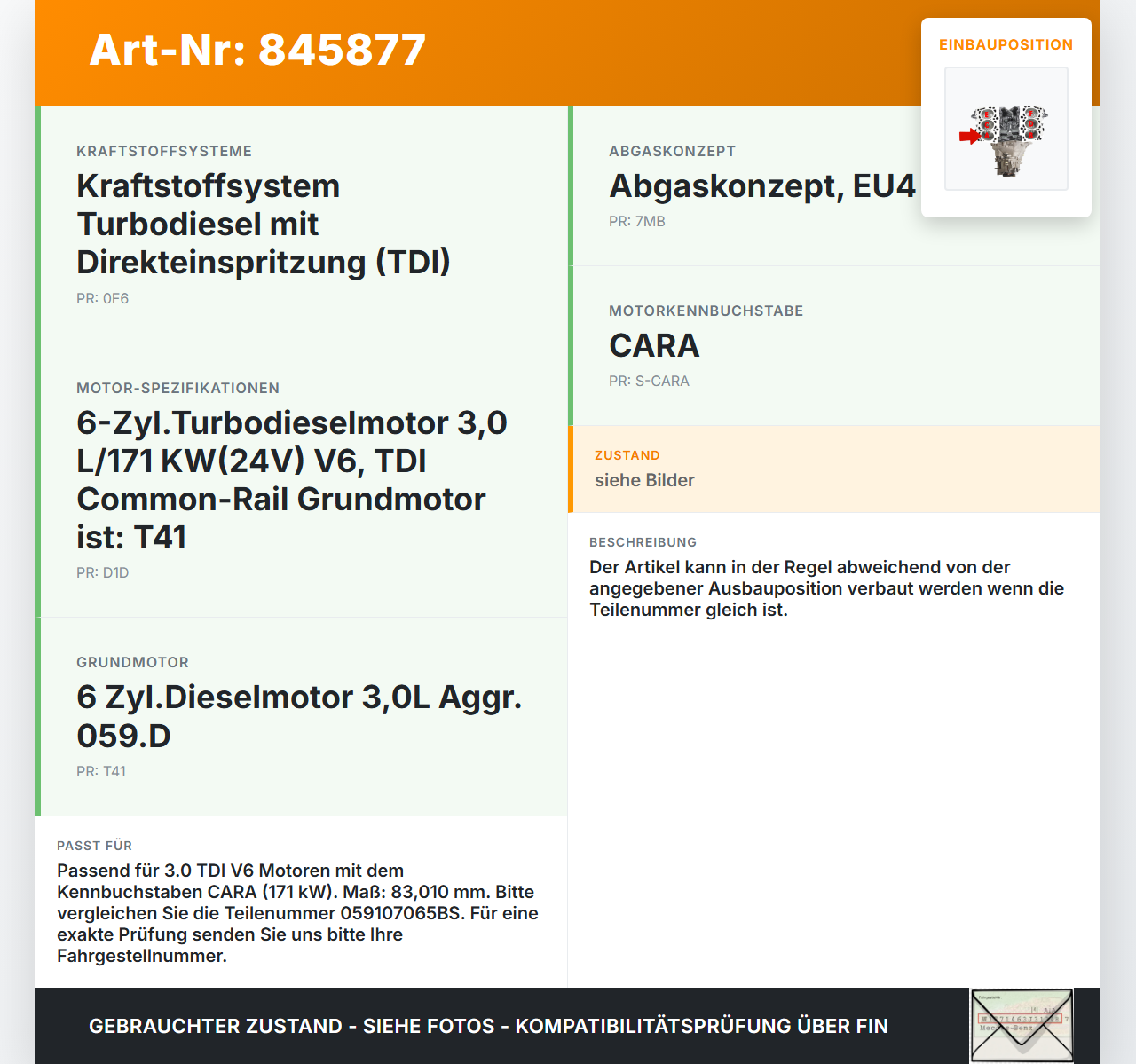 VW Phaeton 3D GP1 07-10 TDI 3,0 171KW CARA Kolben mit Pleuel Pos A 83,010 VW Phaeton 3D GP1 07-10 23.04.2007... Vorschau 3