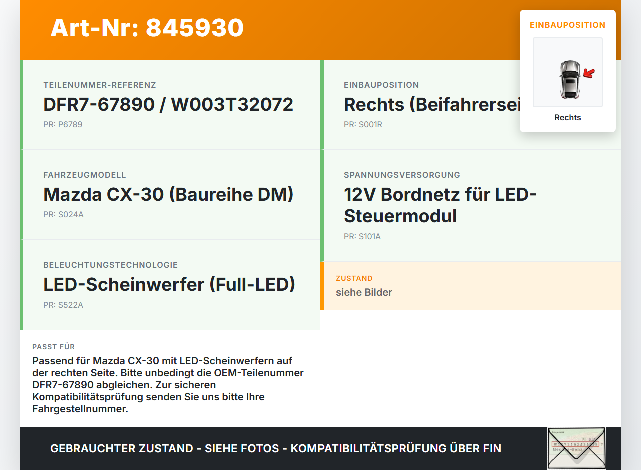 Mazda CX-30 19-24 Xenon Vorschaltgerät Rechts Mazda CX-30 19-24 18.05.2020 DFR7-67890 W003T32072 gebraucht Vorschau 3