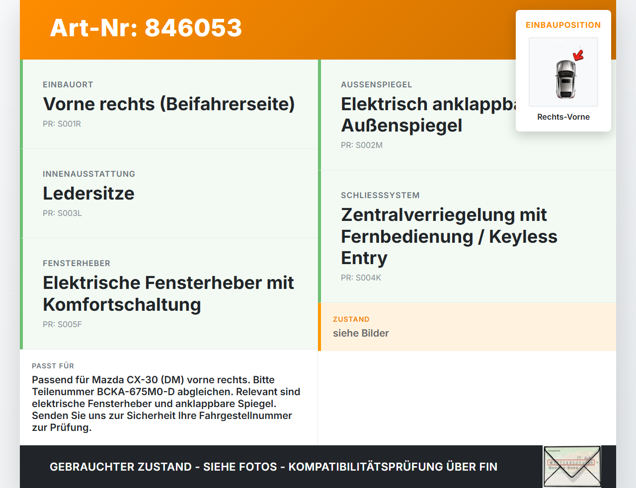 Mazda CX-30 19-24 Steuergerät ECU Tür-Modul Rechts Vorne Mazda CX-30 19-24 18.05.2020 BCKA-675M0-D GGM-Z001-J04... Vorschau 3