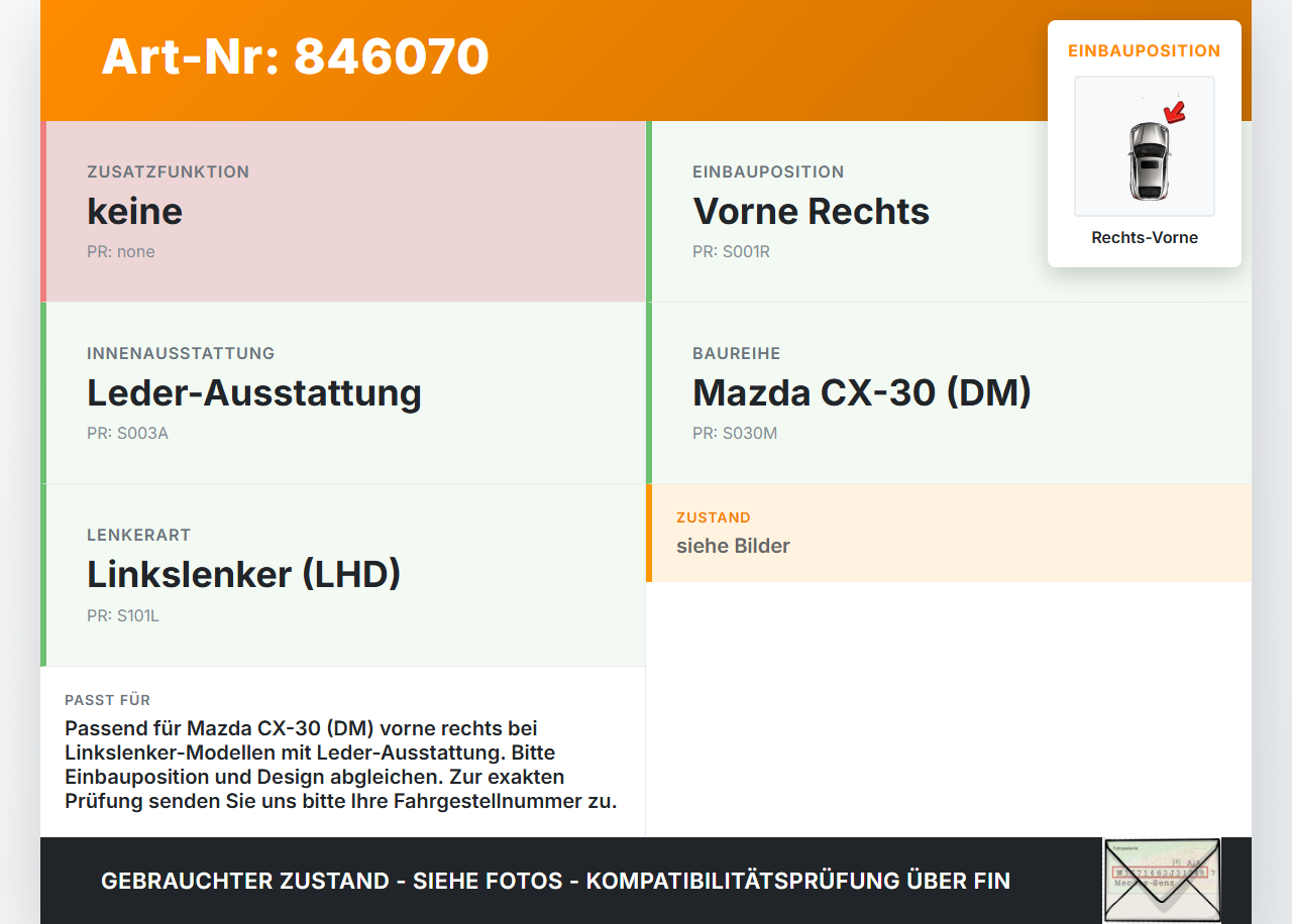 Mazda CX-30 19-24 Türgriff Griff Innen Rechts Vorne Mazda CX-30 19-24 18.05.2020 gebraucht Vorschau 3