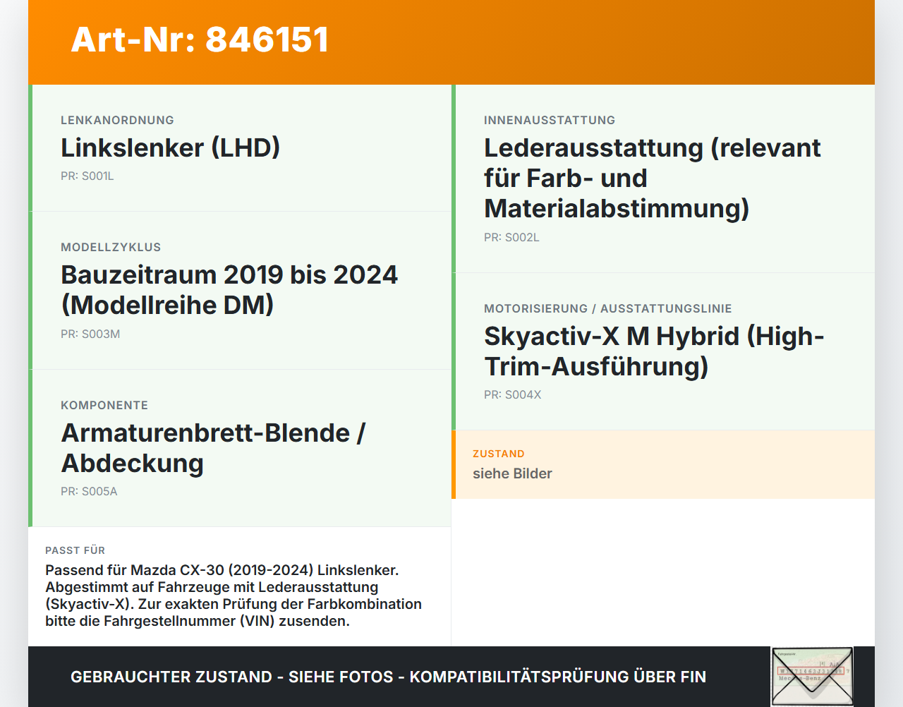 Mazda CX-30 19-24 Blende für Armaturenbrett Abdeckung Mazda CX-30 19-24 18.05.2020 FRR5-60375 gebraucht Vorschau 3