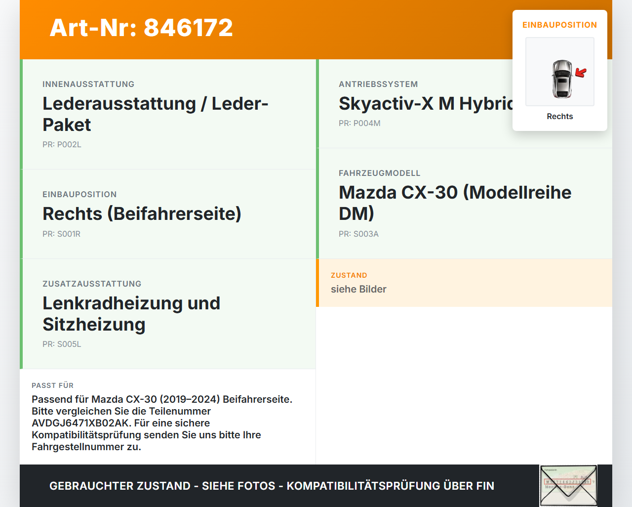 Mazda CX-30 19-24 Luftdusche Luftdüse Rechts Mazda CX-30 19-24 18.05.2020 AVDGJ6471XB02AK gebraucht Vorschau 3
