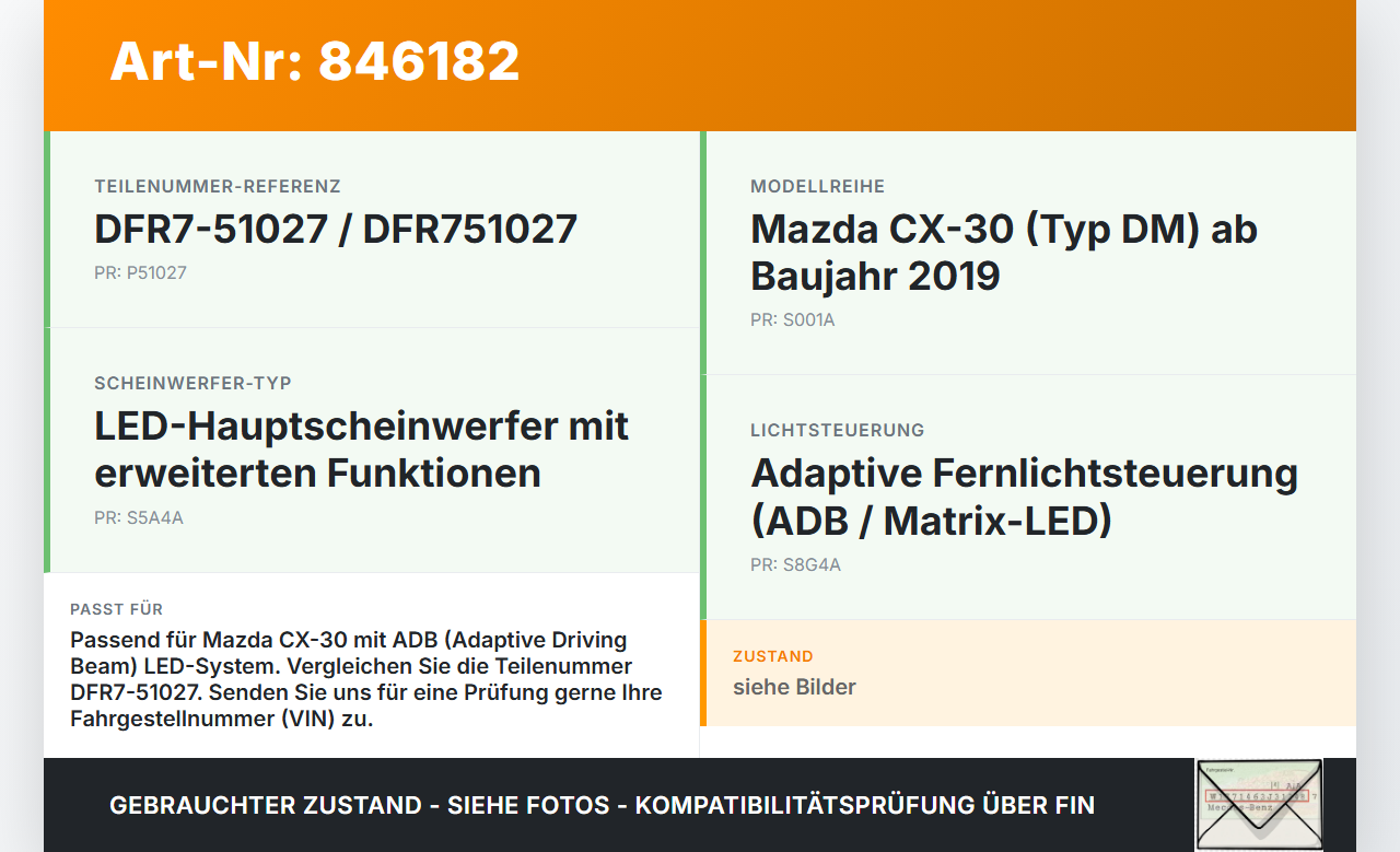 Mazda CX-30 19-24 Steuergerät ECU Modul für Scheinwerfer ADB Mazda CX-30 19-24 18.05.2020 DFR7-51027 DFR751027 gebraucht Vorschau 3