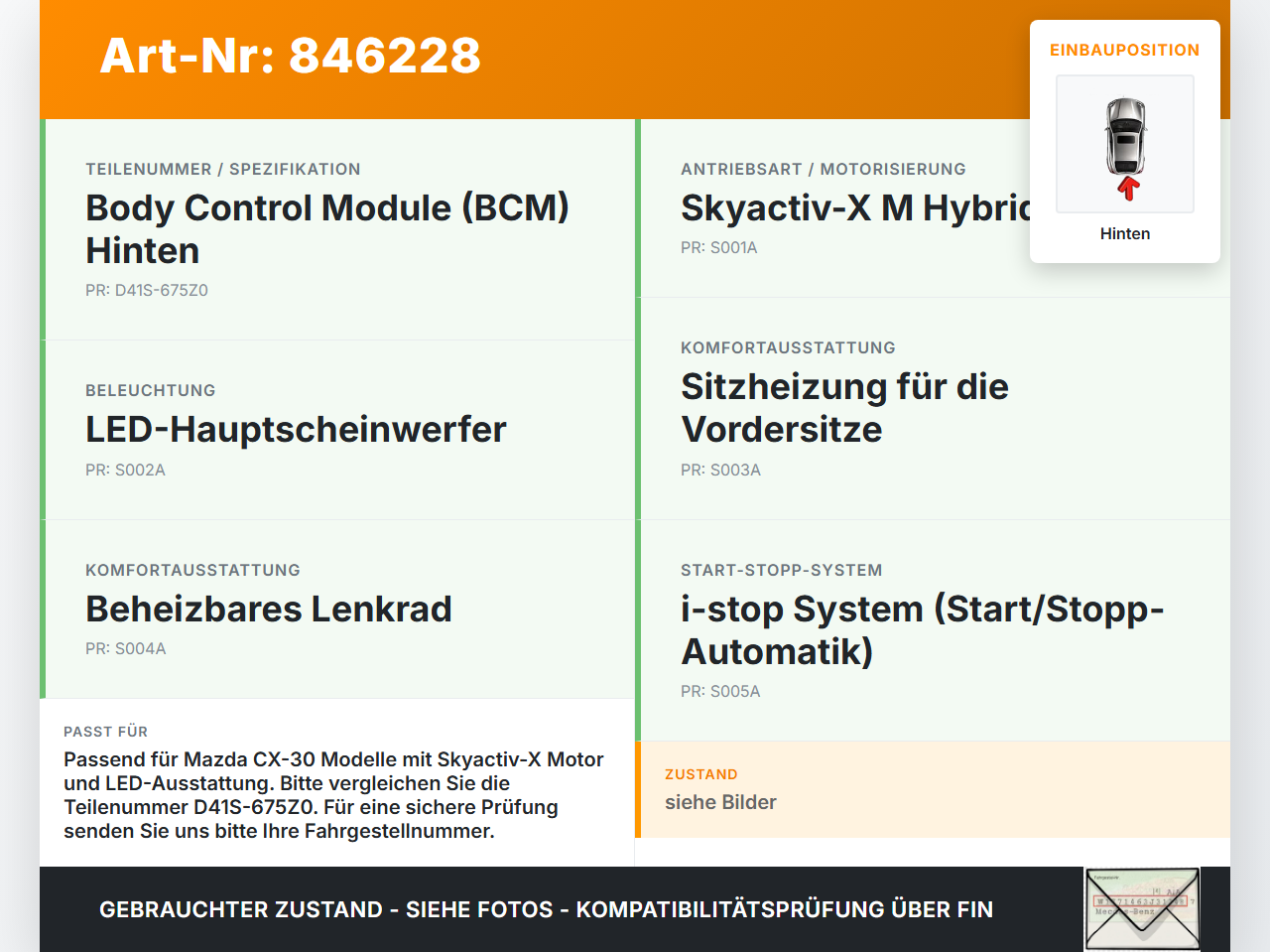 Mazda CX-30 19-24 Steuergerät ECU SG Innenraum Modul Hinten BCM Body Control Mazda CX-30 19-24 18.05.2020... Vorschau 3