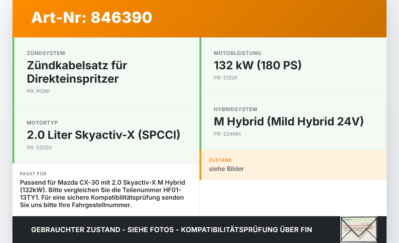 Mazda CX-30 19-24 Hybrid 2,0 132KW Kabel Kabelsatz Mazda CX-30 19-24 18.05.2020 HF01-13TY1 HF0113TY1 gebraucht Vorschau 3