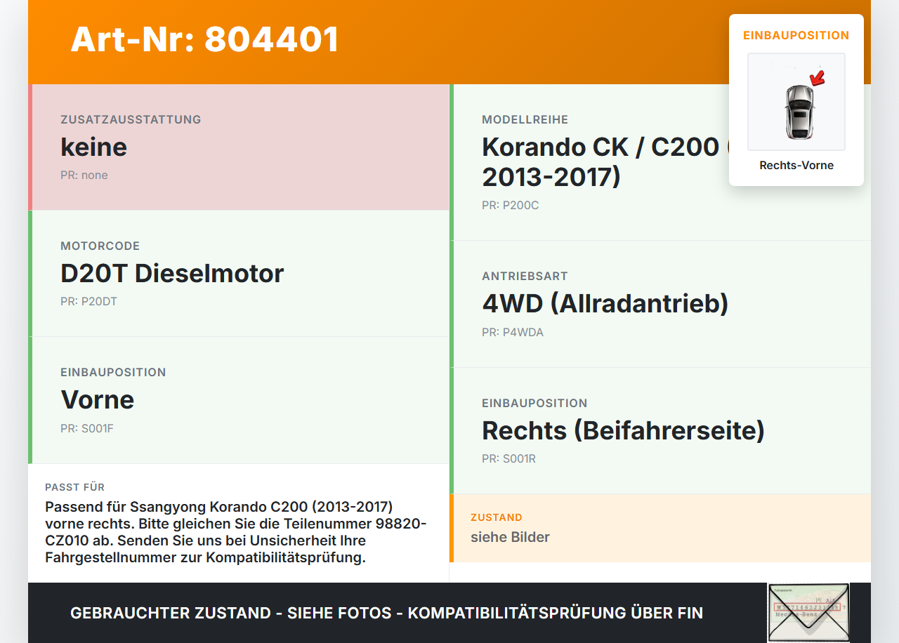 SSangyong Korando CK C200 13-17 Fensterhebermotor mit Fensterheber Rechts Vorne SSangyong Korando CK C200 13-17... Vorschau 3