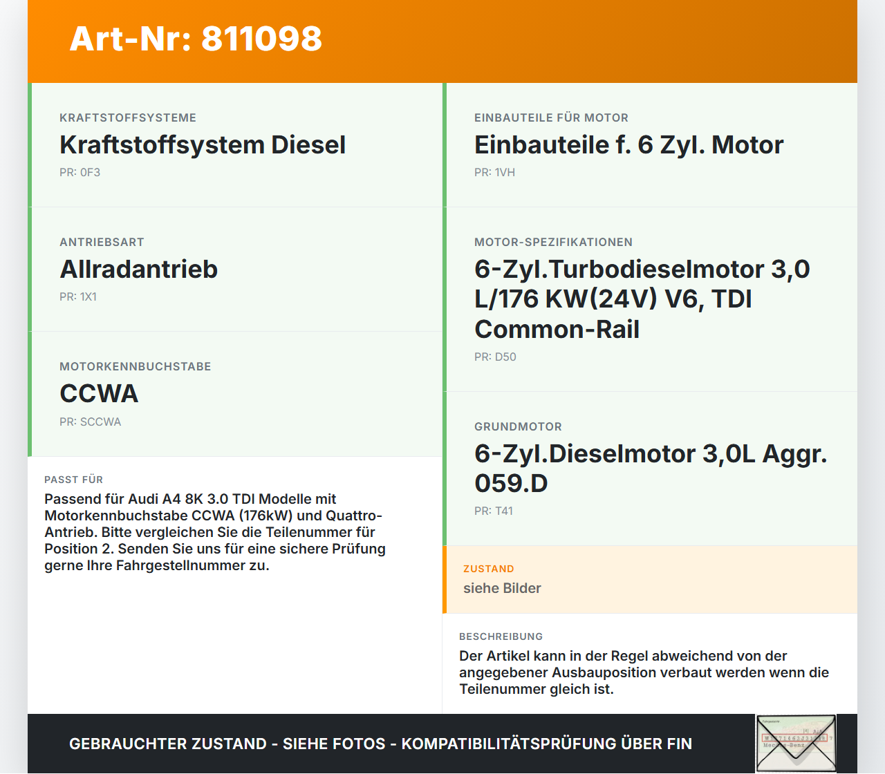 Audi A4 8K B8 QU 08-11 TDI 3,0 176KW Ansaugrohr Ladeluftschlauch Luftschlauch Pos.2 Audi A4 8K B8 QU 08-11... Vorschau 3