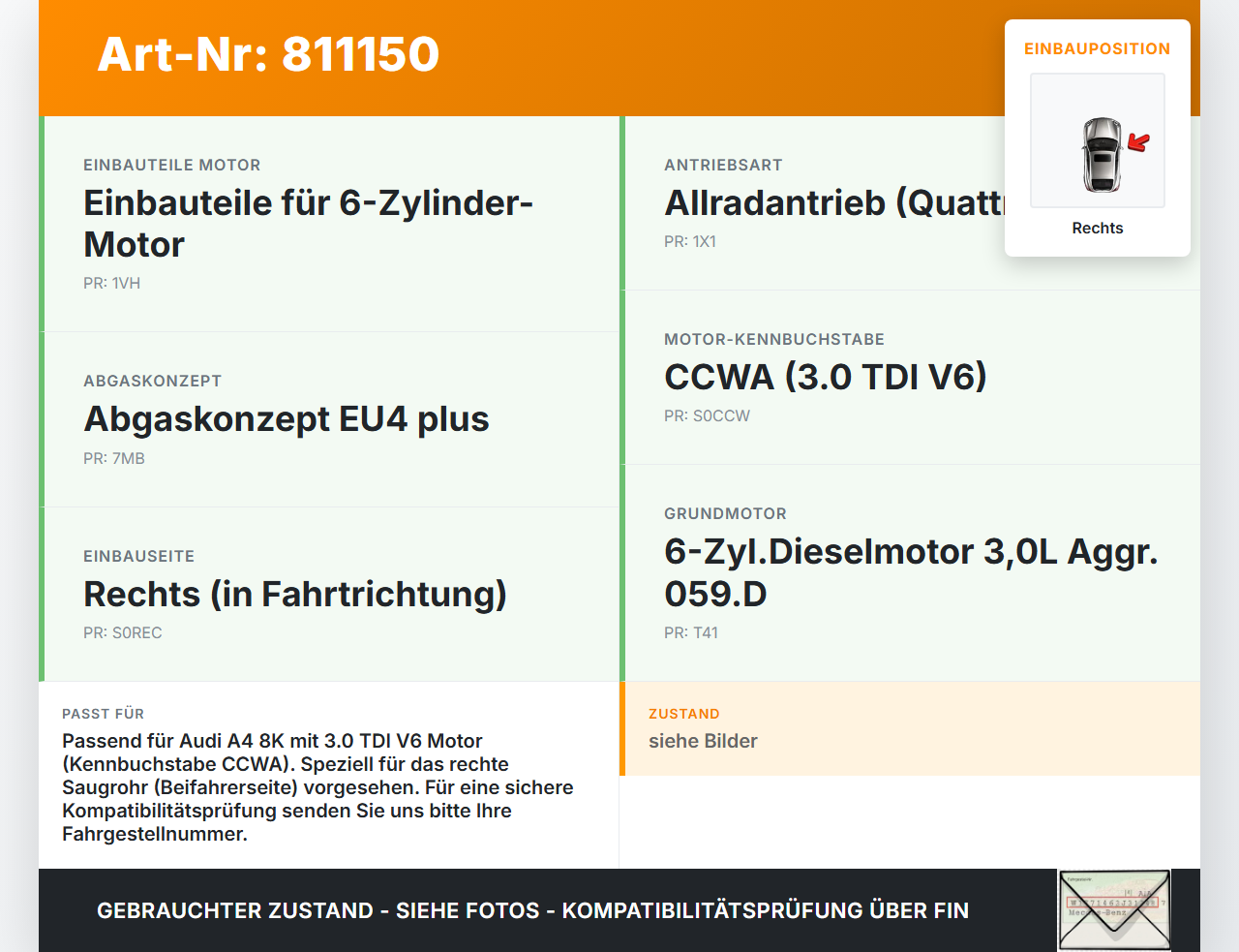 Audi A4 8K B8 QU 08-11 Stellmotor Stellelement Drallklappen für Saugrohr Rechts Audi A4 8K B8 QU 08-11 27.11.2008... Vorschau 3