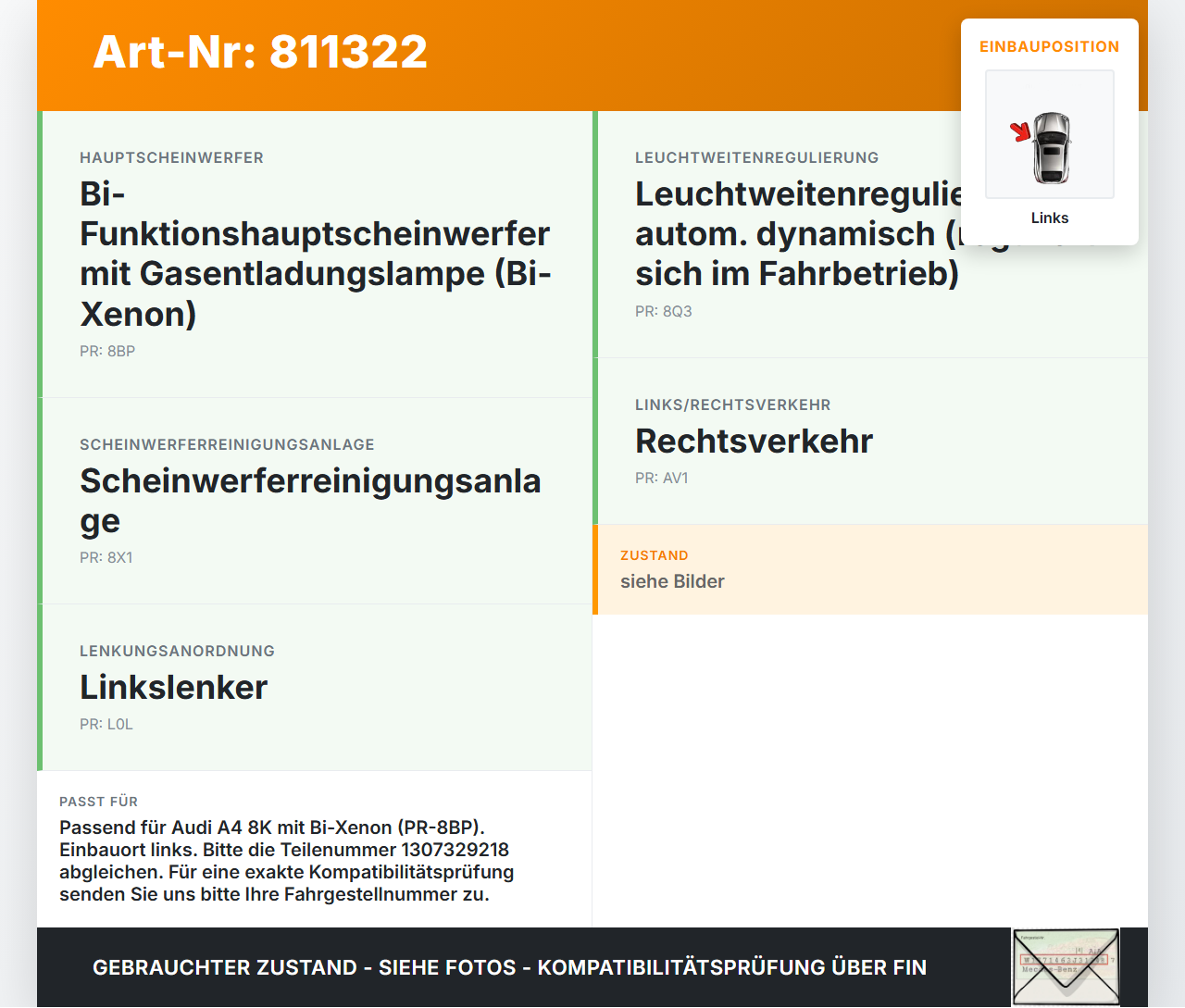 Audi A4 8K B8 QU 08-11 Xenon Vorschaltgerät Links Audi A4 8K B8 QU 08-11 27.11.2008 8K0941597E 1307329218 gebraucht Vorschau 3