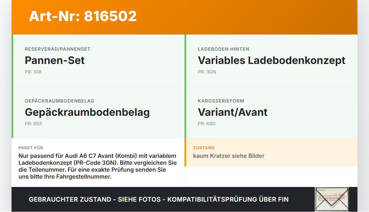 Audi A6 4G C7 11-14 Kombi Kofferraummatte Einlegeboden Audi A6 4G C7 11-14 20.04.2012 4G9863547 gebraucht Vorschau 3