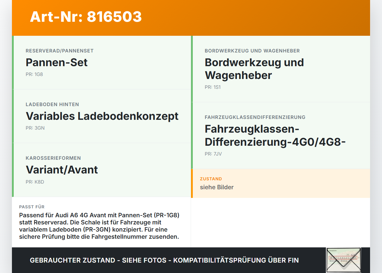 Audi A6 4G C7 11-14 TFSI 2,0 132KW Pannenkompressor Reifendruckkompressor Abschleppöse Boardwerkzeugschale Audi A6... Vorschau 3