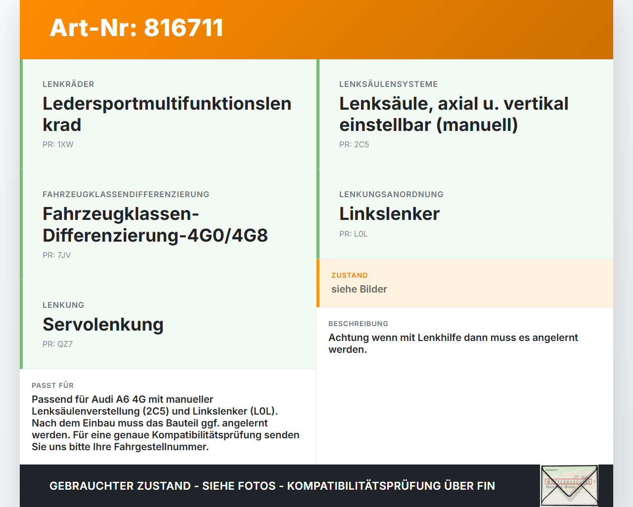 Audi A6 4G C7 11-14 Höhenverstellung für Lenksäule Audi A6 4G C7 11-14 20.04.2012 4G0419502J 4G0419502D... Vorschau 3