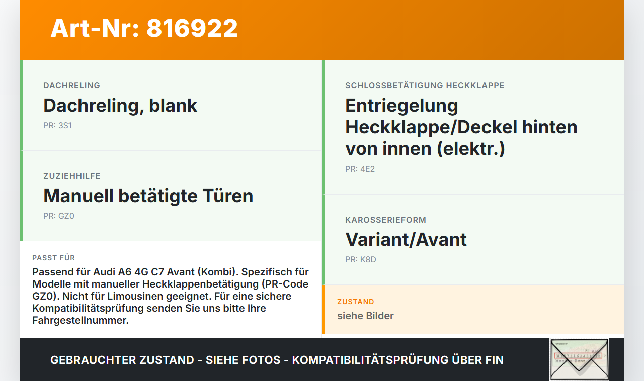 Audi A6 4G C7 11-14 Kombi Dichtung Rahmen für Heckklappe Kofferraum Audi A6 4G C7 11-14 20.04.2012 4G9827705C gebraucht Vorschau 3