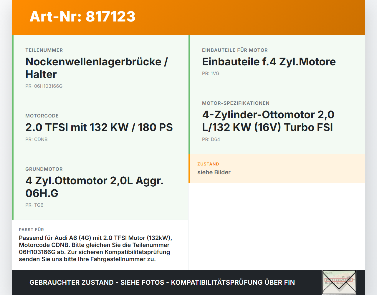 Audi A6 4G C7 11-14 TFSI 2,0 132KW Nockenwellenlager Lagerbock Nockenwellenhalter Audi A6 4G C7 11-14 20.04.2012... Vorschau 3