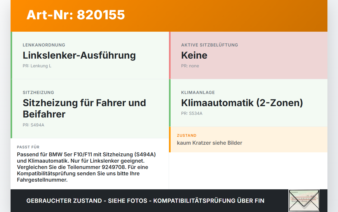 BMW F11 10-13 5er 525D Bedienteil Heizung Klimabedienteil Sitzheizung Schalter BMW F11 10-13 5er 525D 19.08.2011... Vorschau 3